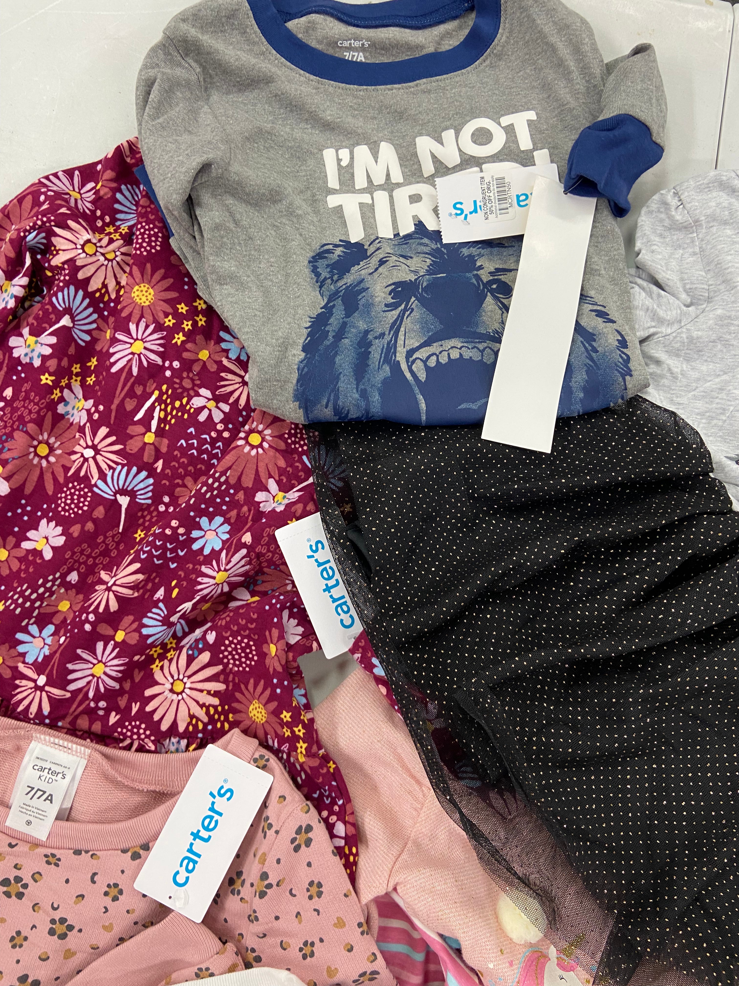Kid's Clothing Assorted Wholesale Lot, DISNEY, NAUTICA, KIDS HEADQUARTERS, CHAMPION, CARTER'S and more, 28 items, Shelf Pulls, MSRP $621