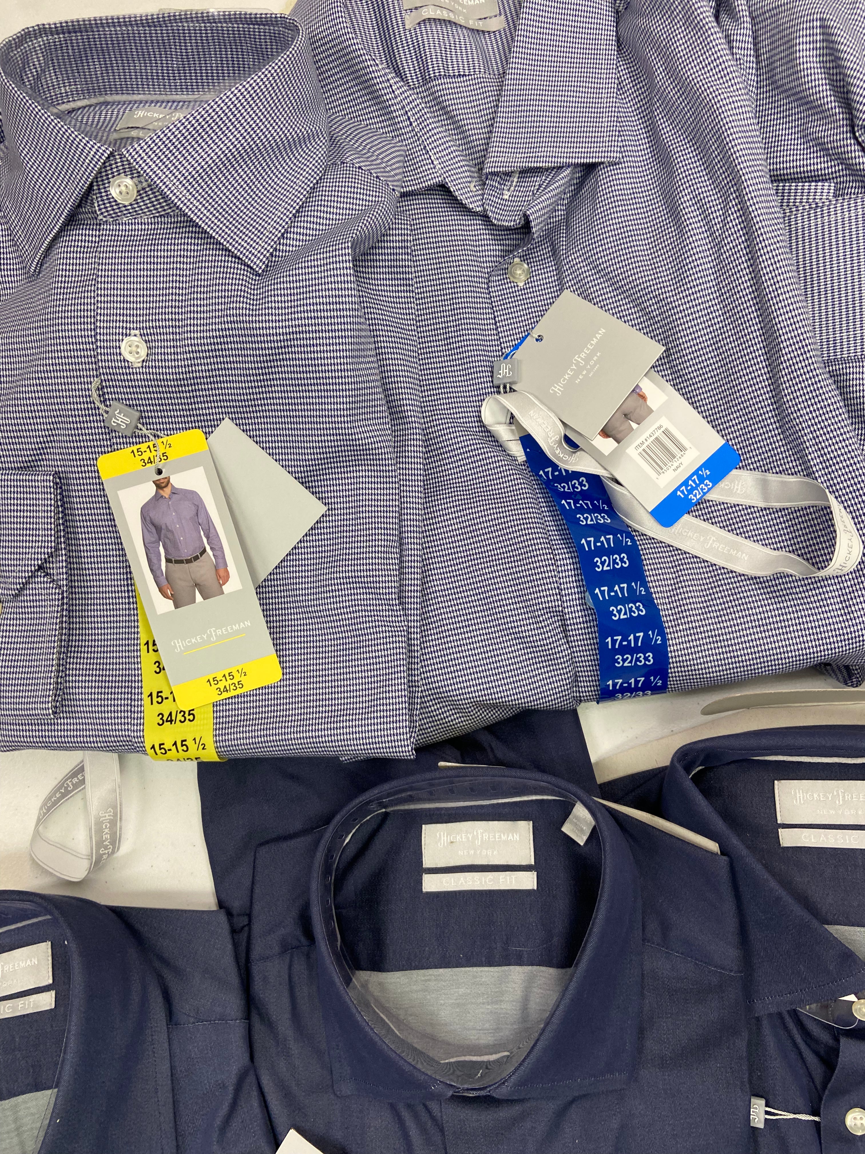Men's Clothing Dress Shirts Wholesale Lot, HICKEY FREEMAN , 12 items, Shelf Pulls, MSRP $960