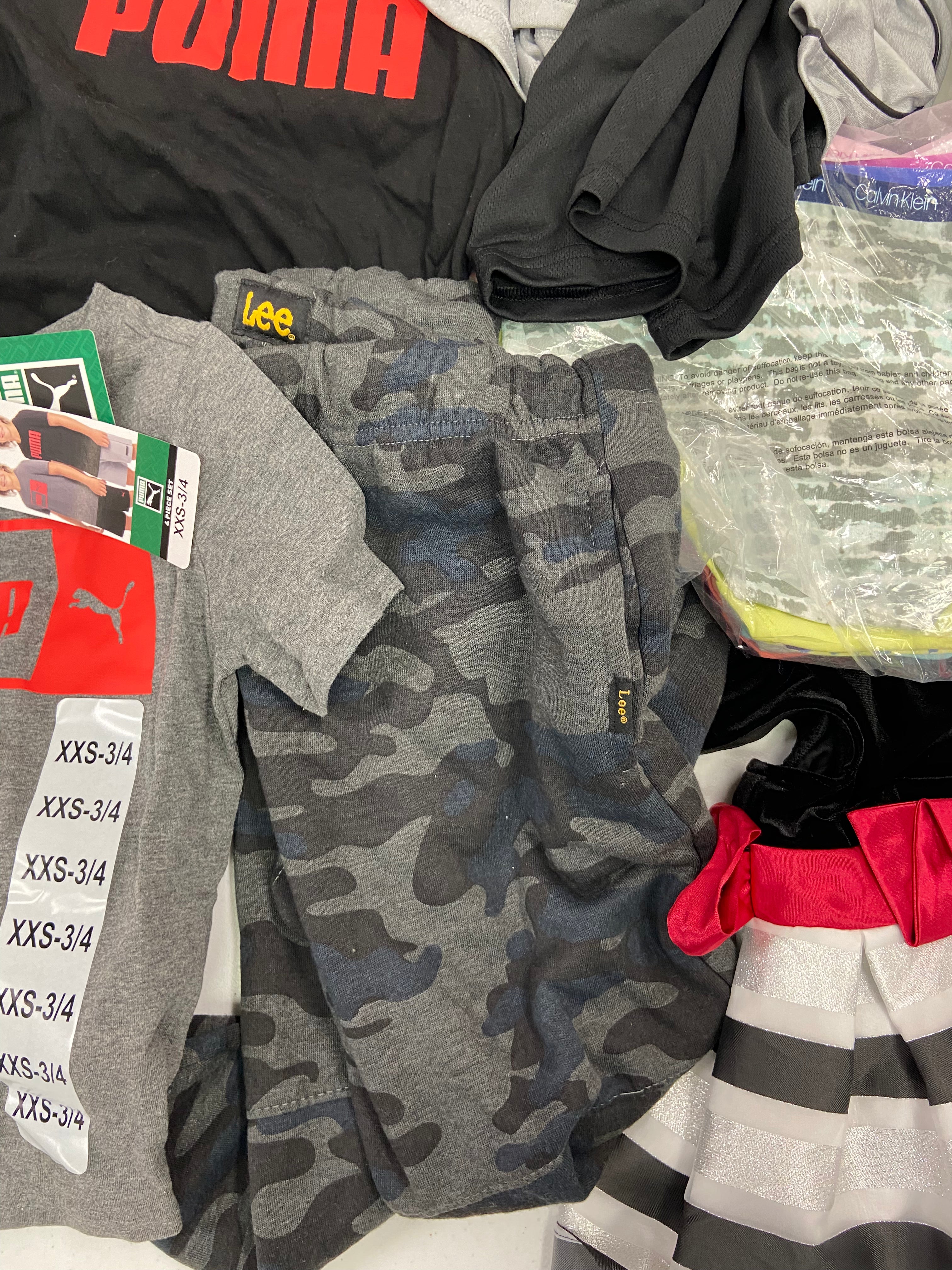Kid's Clothing Assorted Wholesale Lot, CALVIN KLEIN, PUMA, EDDIE BAUER, FRENCH TOAST, LEE, THE CHILDREN'S PLACE and more, 11 items, Shelf Pulls, MSRP $392