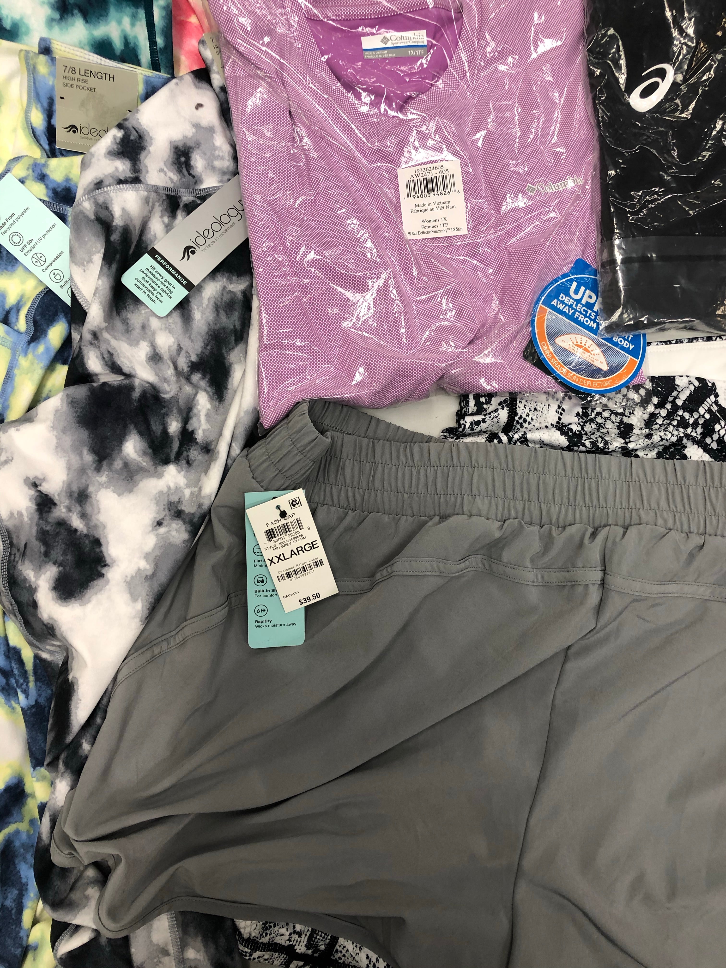 Women's Clothing Activewear Wholesale Lot, ASICS, COLUMBIA, NIKE, IDEOLOGY, 14 items, New, MSRP $531
