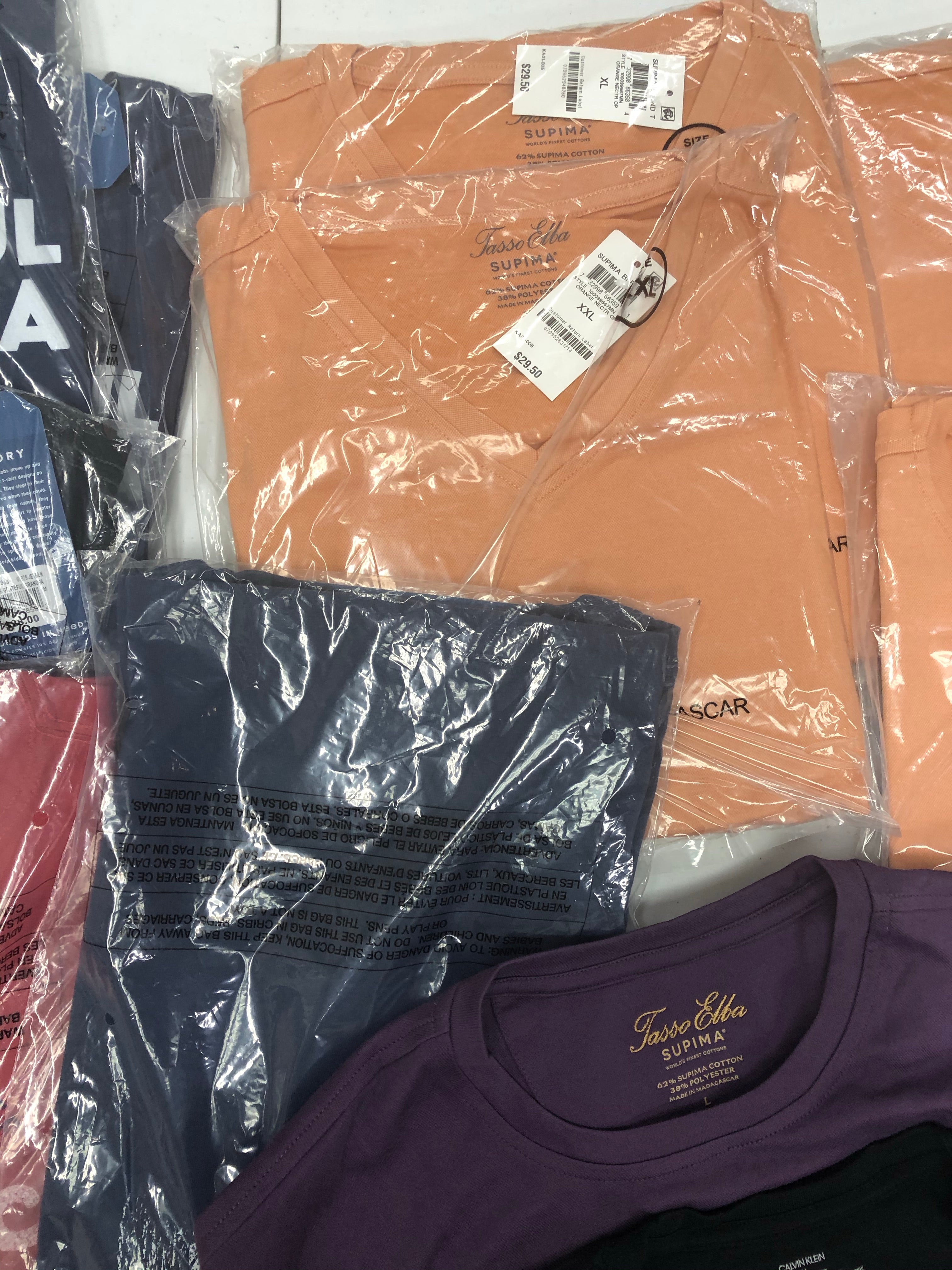 Men's Clothing Top Wholesale Lot, CALVIN KLEIN, ASICS, TASSO ELBA, LIFE IS GOOD and more, 25 Items, Shelf Pulls, MSRP $701