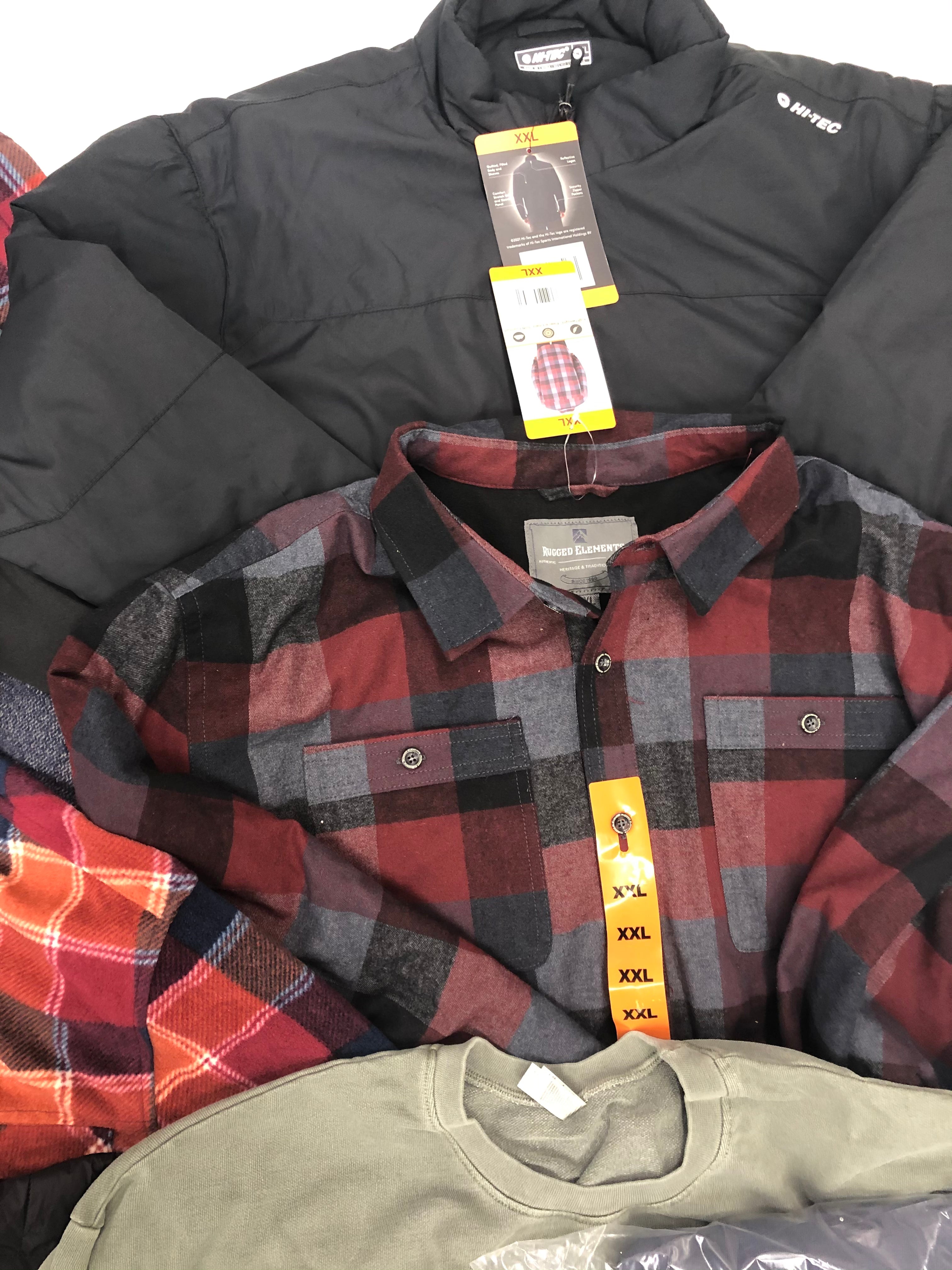 Men's Clothing Jackets and Tops, Wholesale Lot, WEATHERPROOF, RUGGED ELEMENTS, FREEDOM FOUNDRY, HITEC, JACHS NY, and more, 10 items, Shelf Pulls, MSRP $662