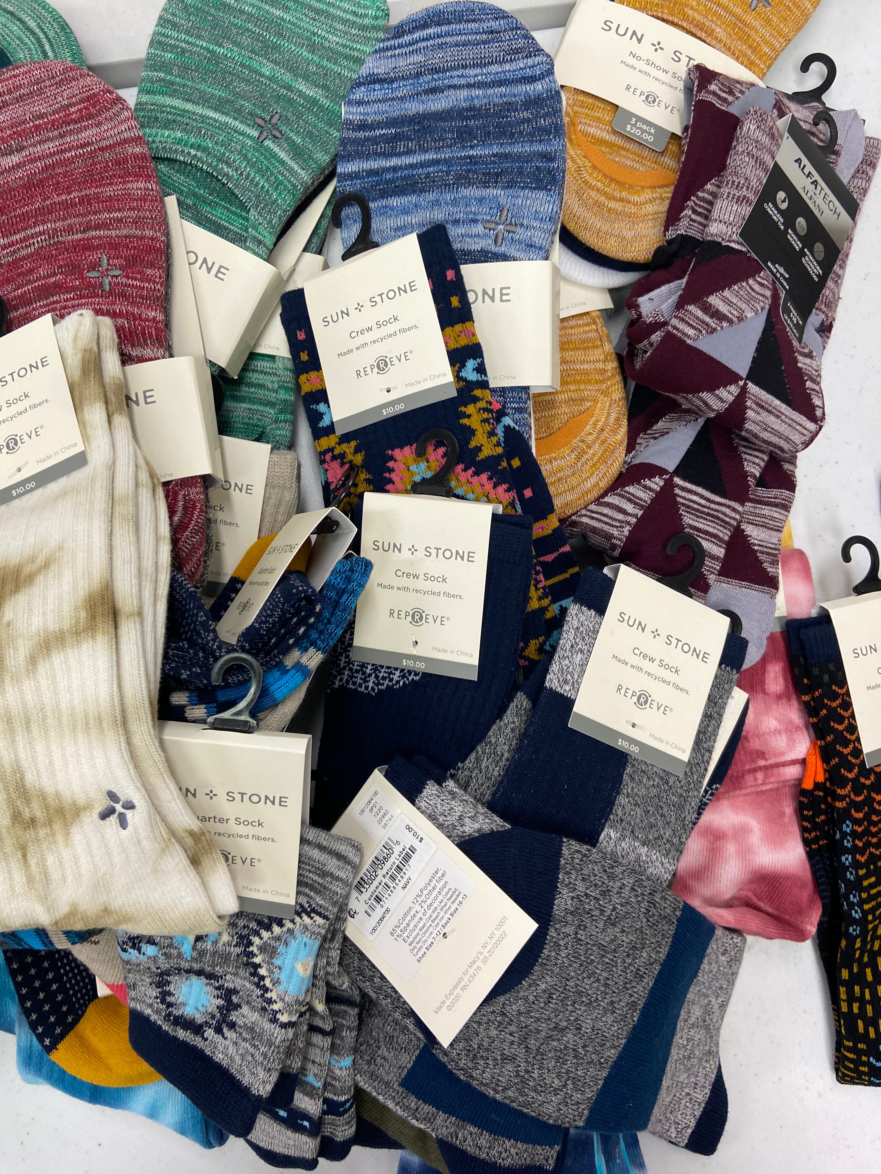 Men's Socks Wholesale Lot, SUN + STONE, ALFANI, 41 items, Shelf Pulls, MSRP $552