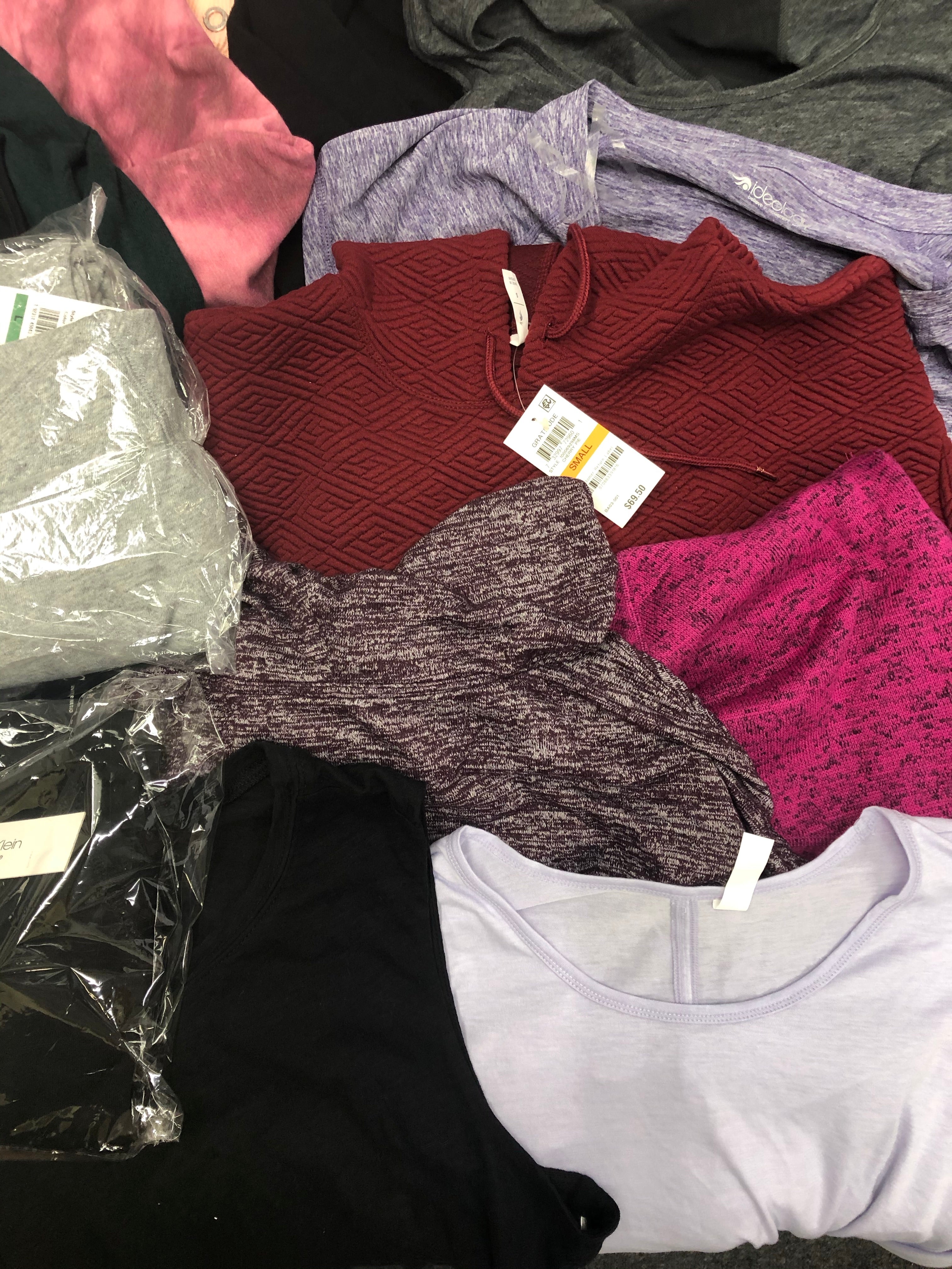 Women's Clothing Active Top Wholesale Lot, Adidas, DKNY, Calvin Klein, Ideology and more, 21 Units, Shelf Pulls, MSRP $862