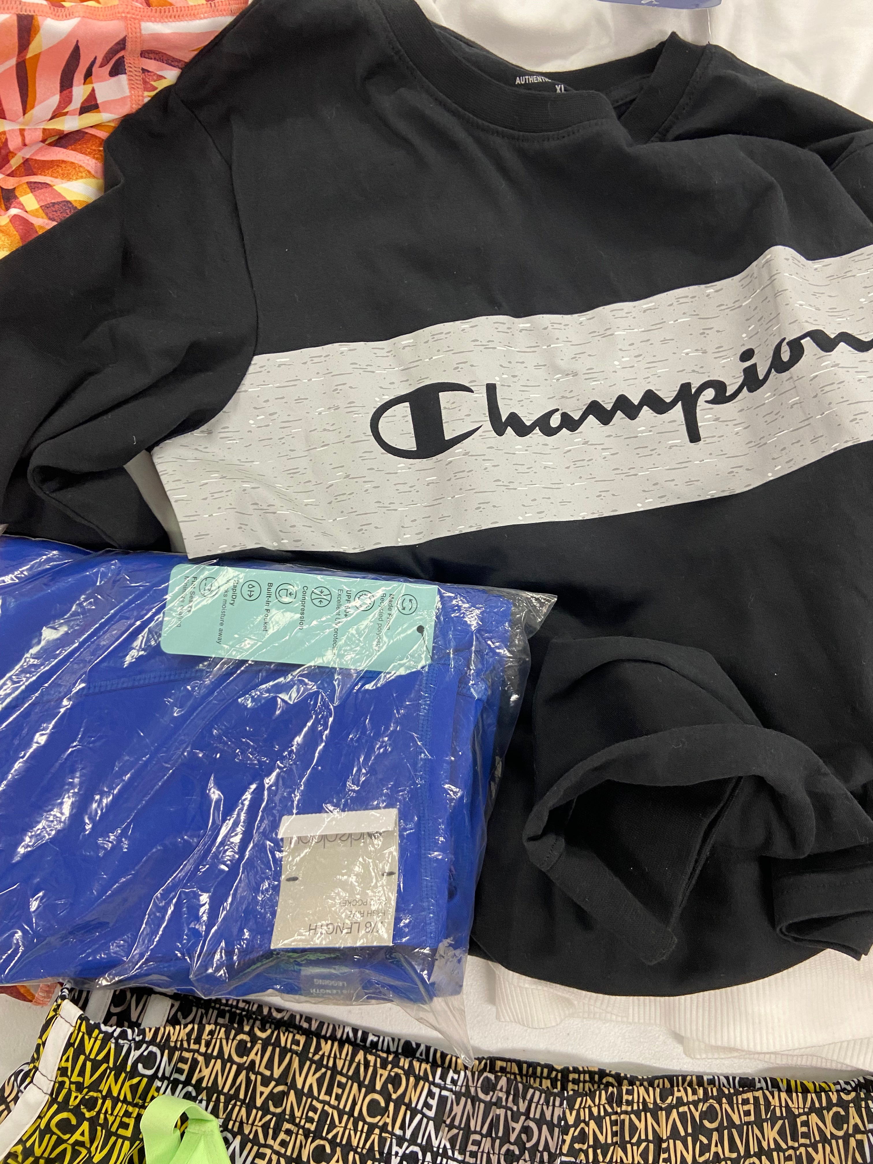 Women's Clothing Wholesale Lot, UNDER ARMOUR, ADIDAS, CALVIN KLEIN, CHAMPION, DKNY and more, 17 items, Shelf Pulls, MSRP $628