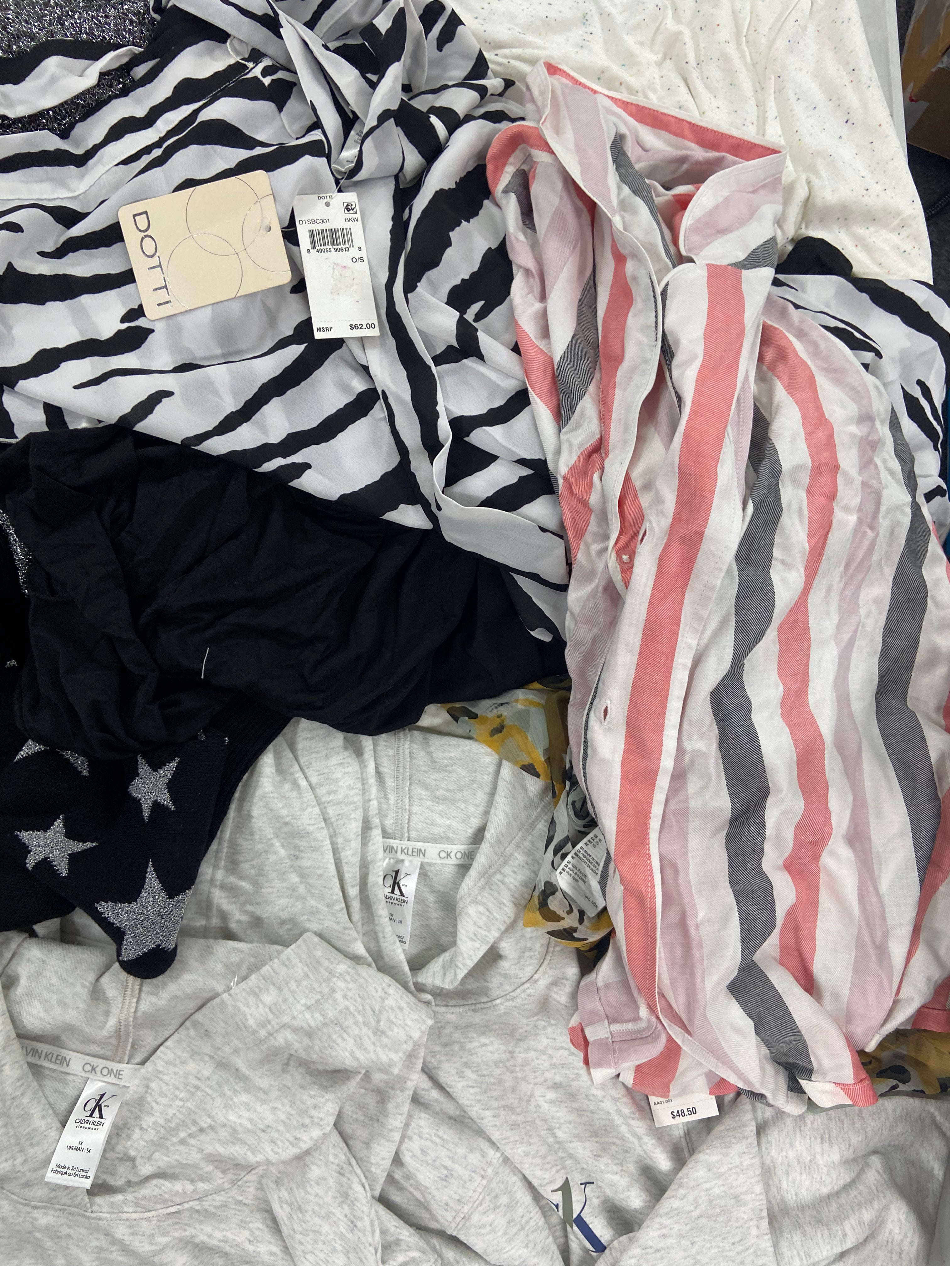Women's Clothing Tops Wholesale Lot, LUCKY BRAND, CALVIN KLEIN, FREE PEOPLE, THREE DOTS, CHASER, SAGE, INC and more, 17 items, Shelf Pulls, MSRP $949