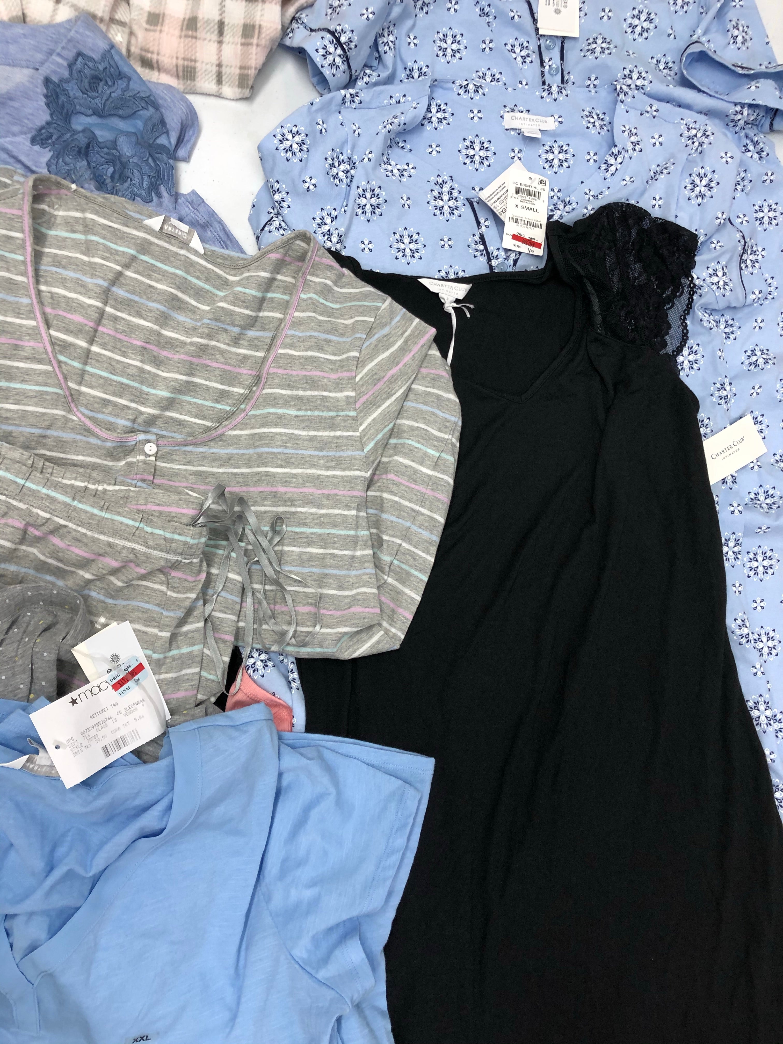 Women's Clothing Pajama Wholesale Lot, FLORA, Hanes, MISS ELAINE, HARTER CLUB, FAMILY PJS and more, 27 Units, Shelf Pulls, MSRP $1,095