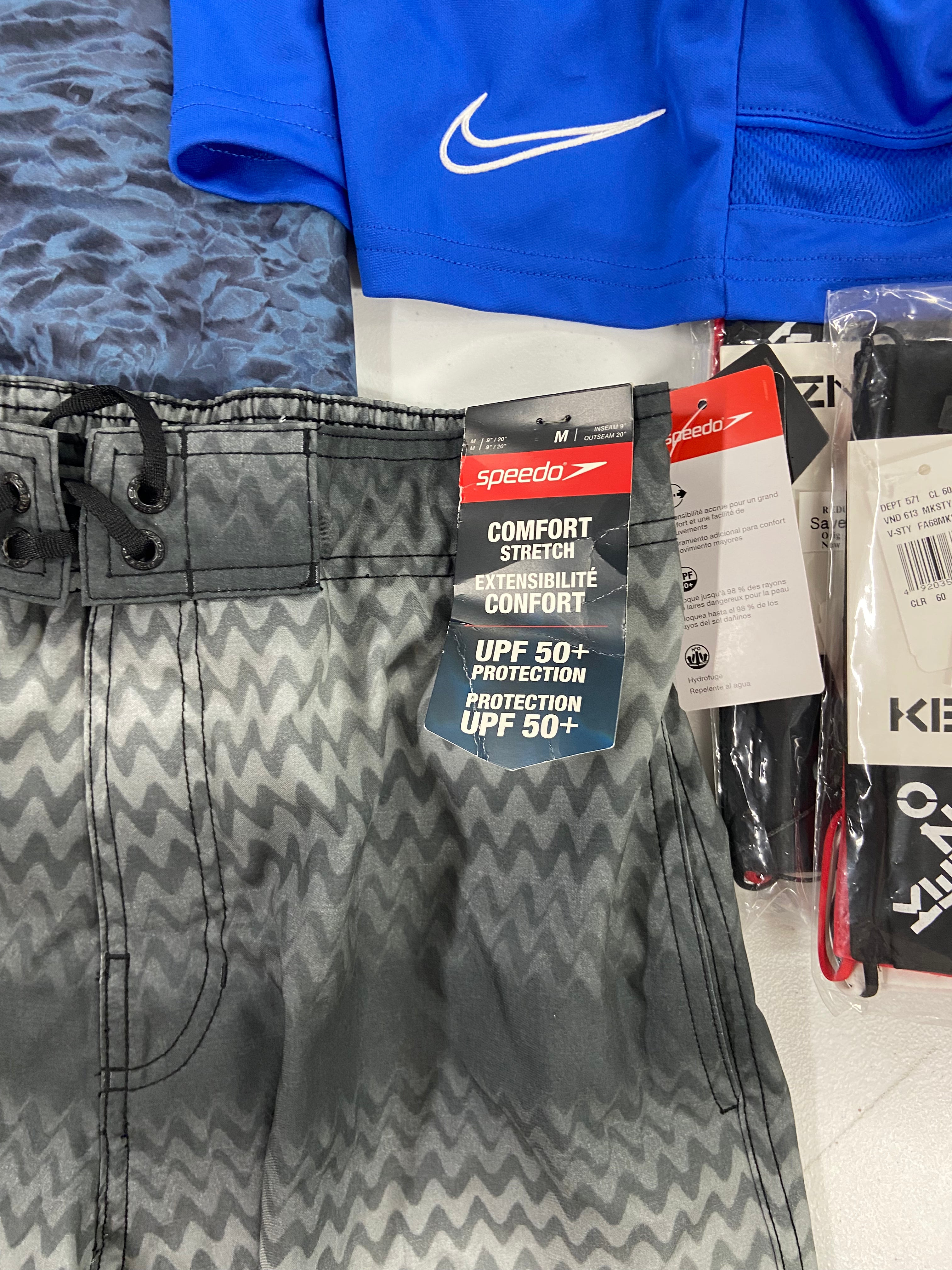 Men's Clothing Shorts & Others Wholesale Lot, NIKE, SPEEDO, BASS OUTDOOR, FLAG & ANTHEM, KENZO and more, 11 items, Shelf Pulls, MSRP $564
