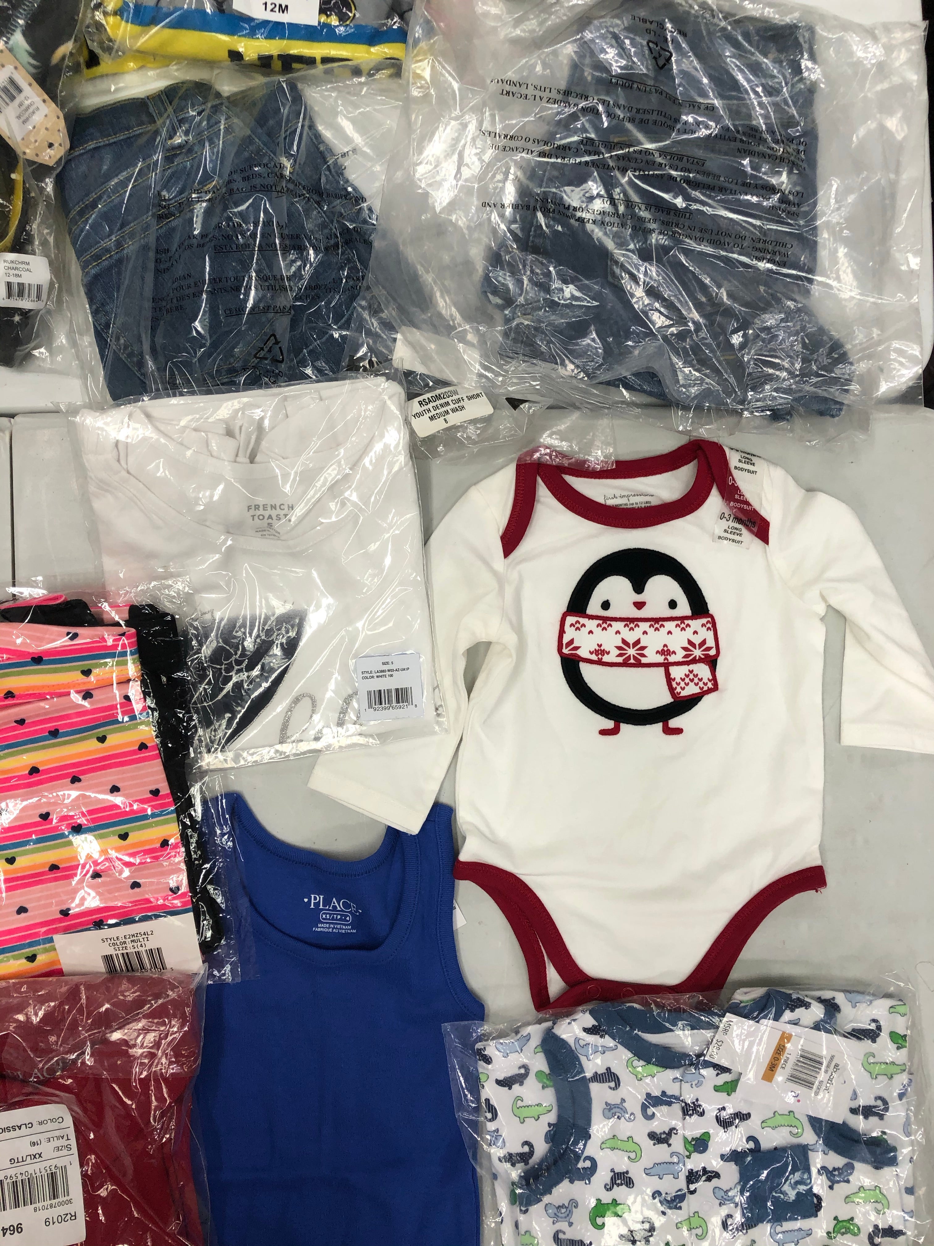 Kid's Clothing Assorted Wholesale Lot, ABSORBA, AMERICAN APPAREL, DESPICABLE ME, HANES, LIMITED TOO, THE CHILDREN'S PLACE and more,  21 items, New, MSRP $384
