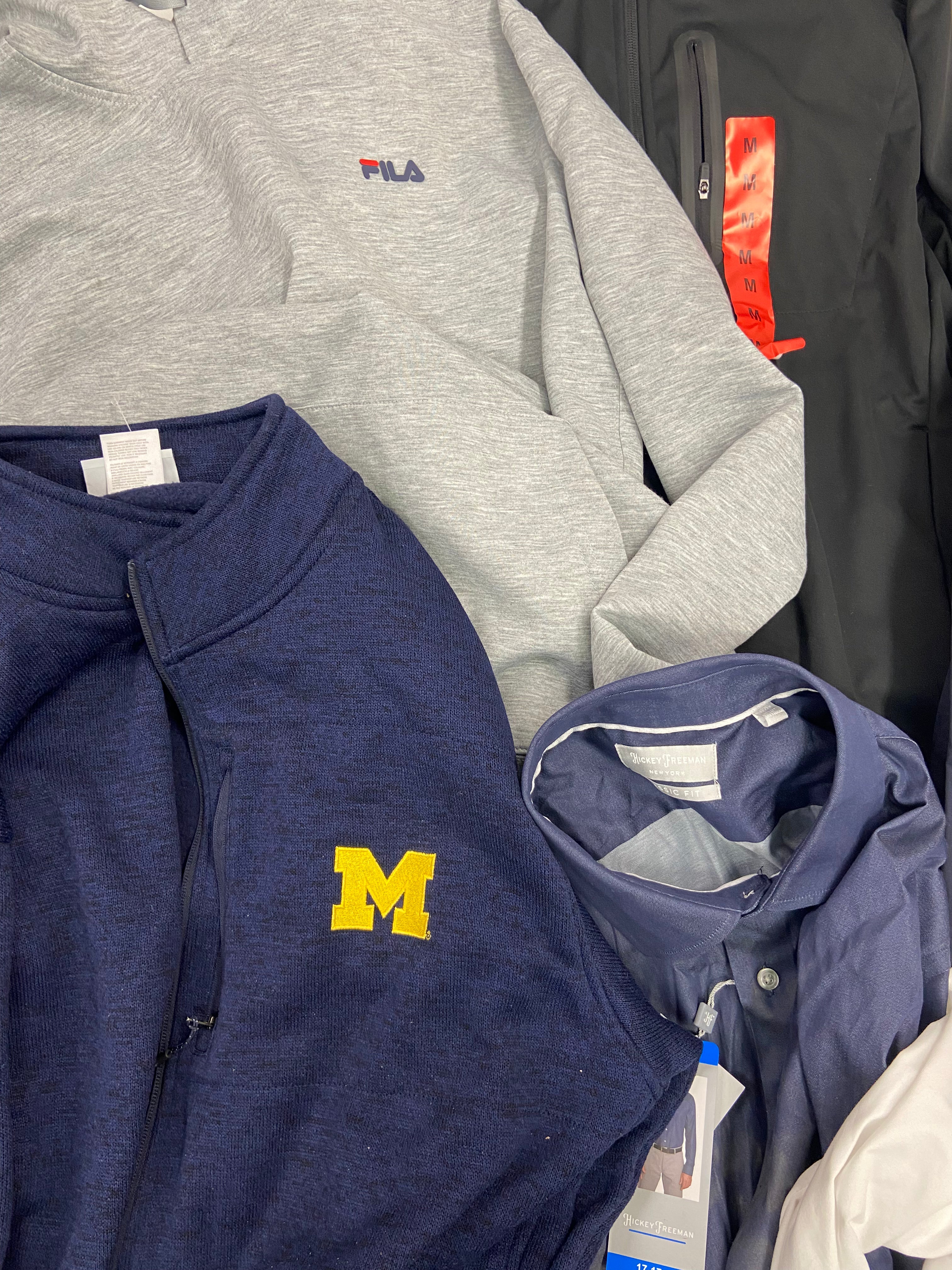 Men's Clothings Jackets & Tops, Wholesale Lot, FILA, TOMMY HILFIGER, HICKEY FREEMAN, HANG TEN, CHAMPION, MONDETTA and more, 7 items, CUSTOMER RETURNS
