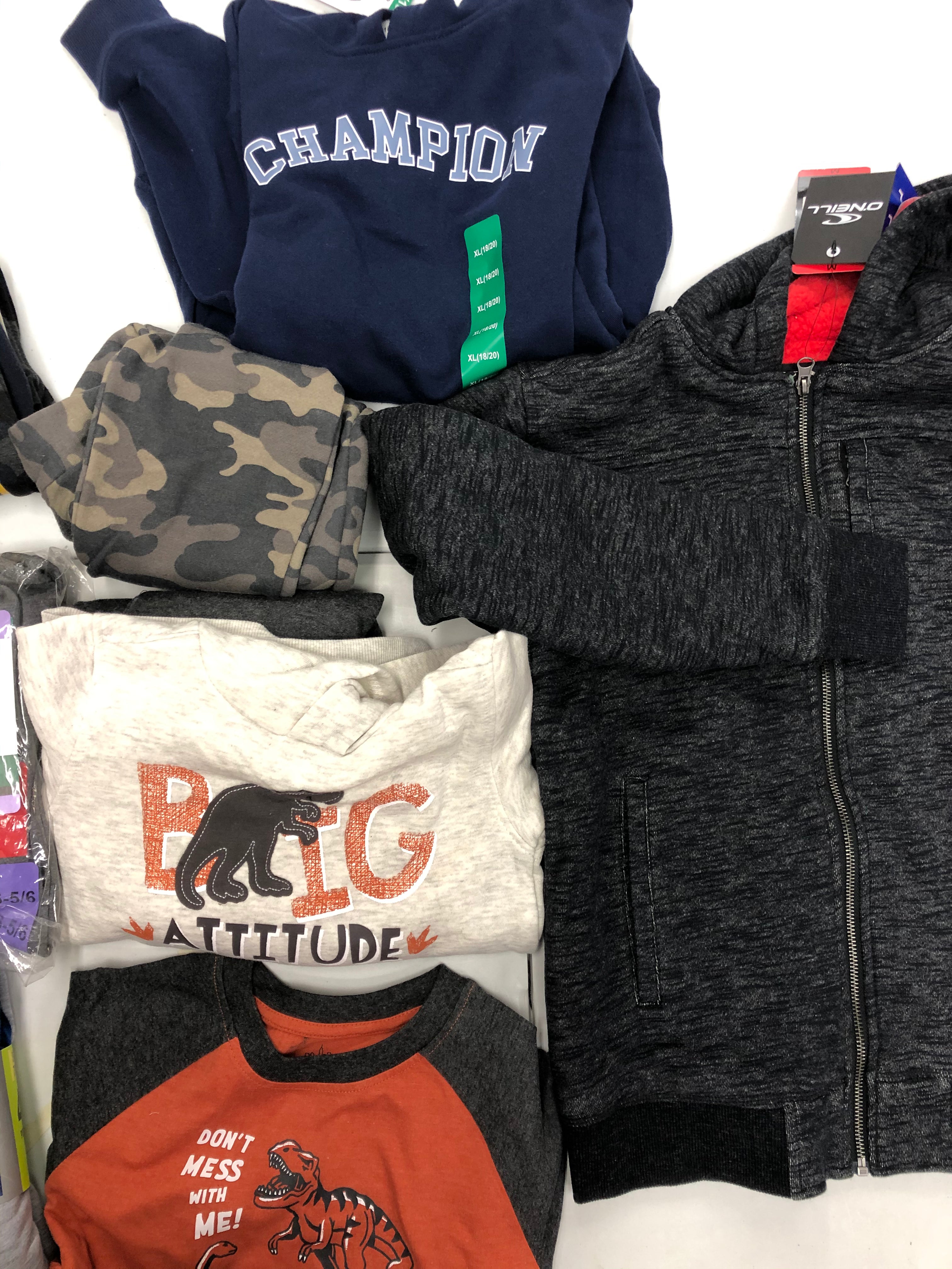 Kid's Boys Clothing Wholesale Lot, EDDIE BAUER, PUMA, O'NEILL, LEE, CHAMPION and more, 7 items, New, MSRP $289