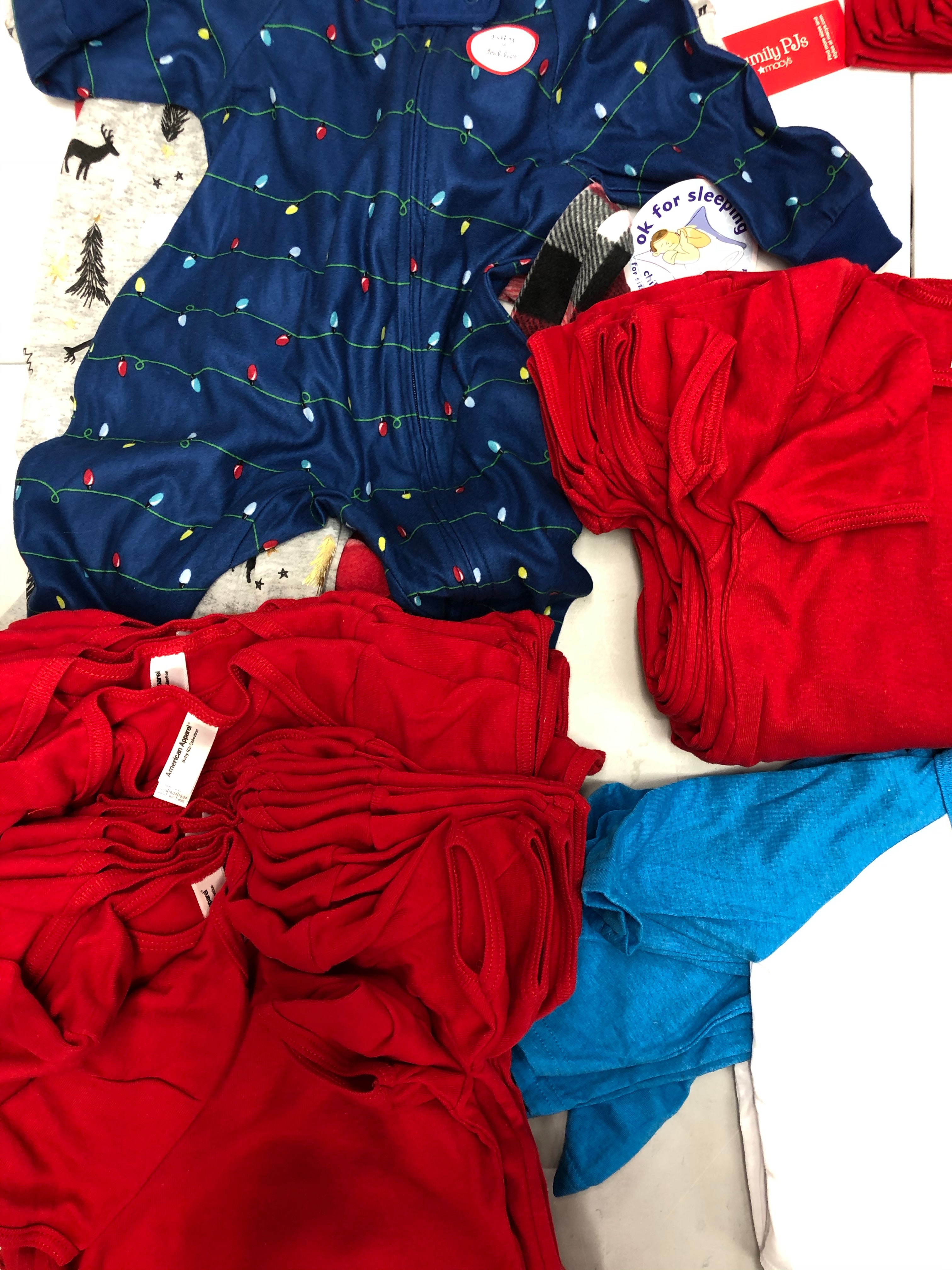 Kid's Baby Clothing Wholesale Lot, AMERICAN APPAREL and Family PJ, 86 Items, Shelf Pulls, MSRP $1597