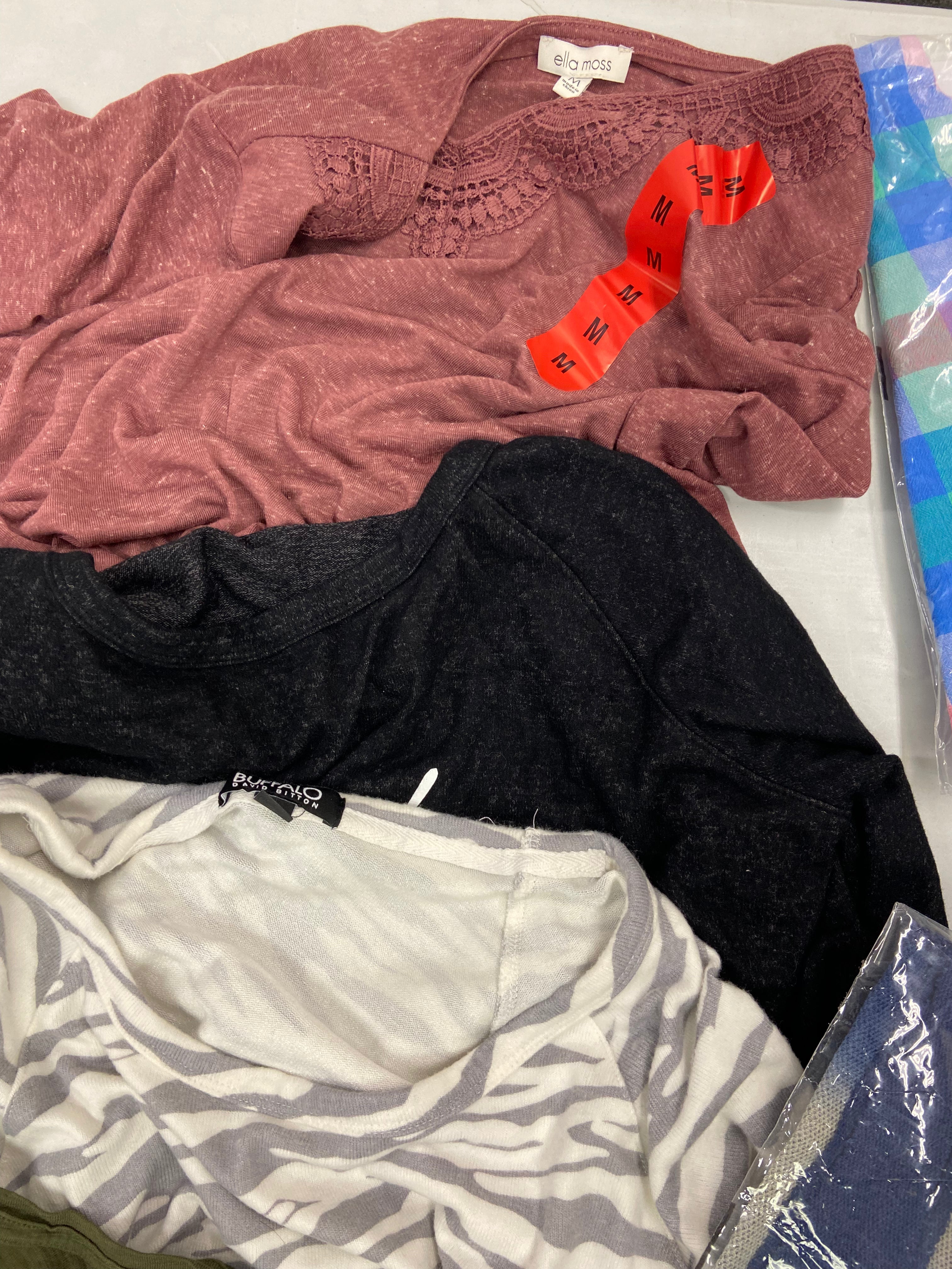 Women's Clothing Tops Wholesale Lot, ADIDAS, CALVIN KLEIN, BUFFALO, FREE PEOPLE, HILARY RADLEY and more, 30 items, Shelf Pulls, MSRP $1,066