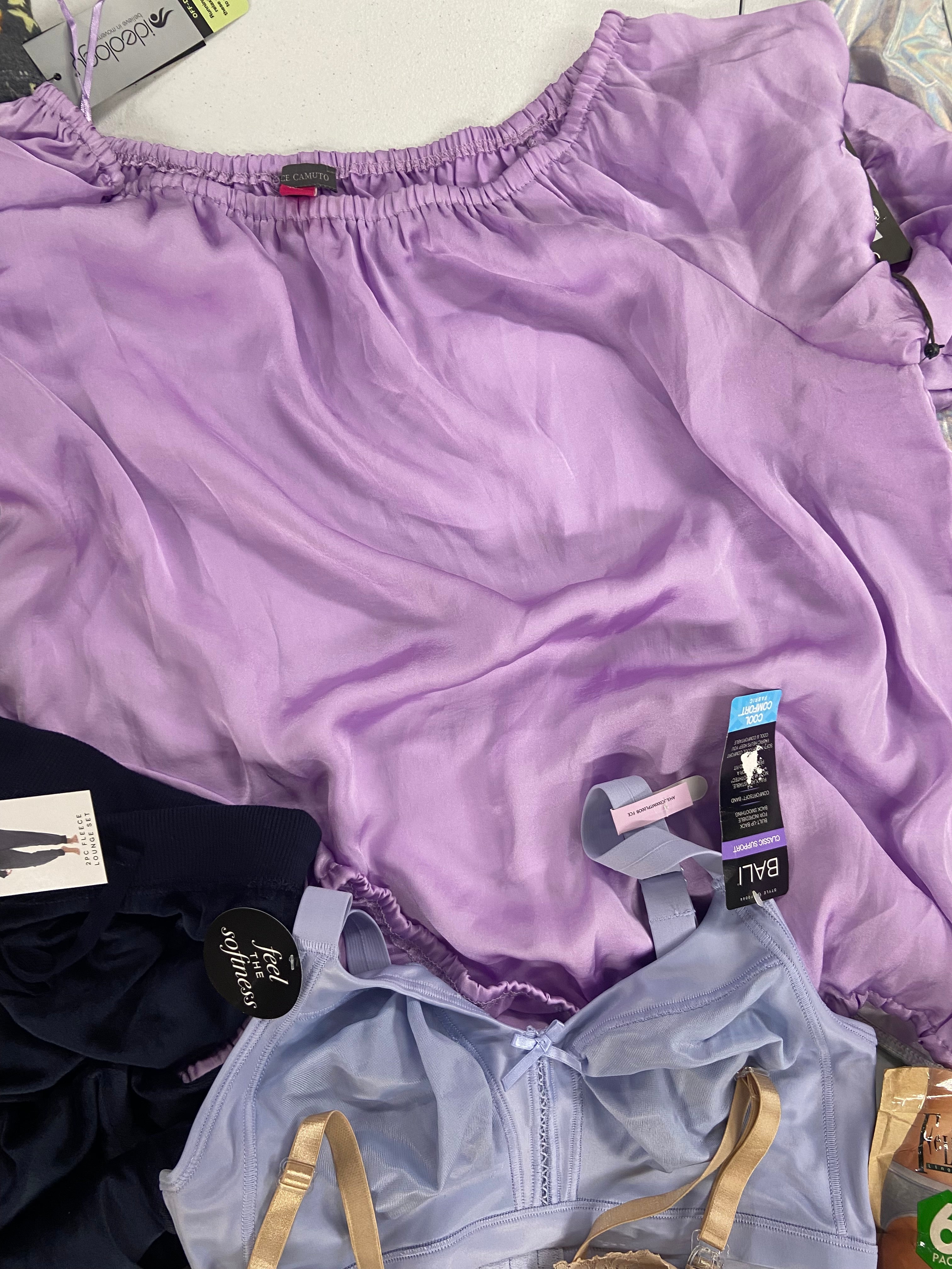 Women's Clothing Assorted Wholesale Lot, ADIDAS, VINCE CAMUTO, FREE PEOPLE, AMERICAN APPAREL, BALI, WACOAL, FELINA and more, 17 items, Shelf Pulls, MSRP $630