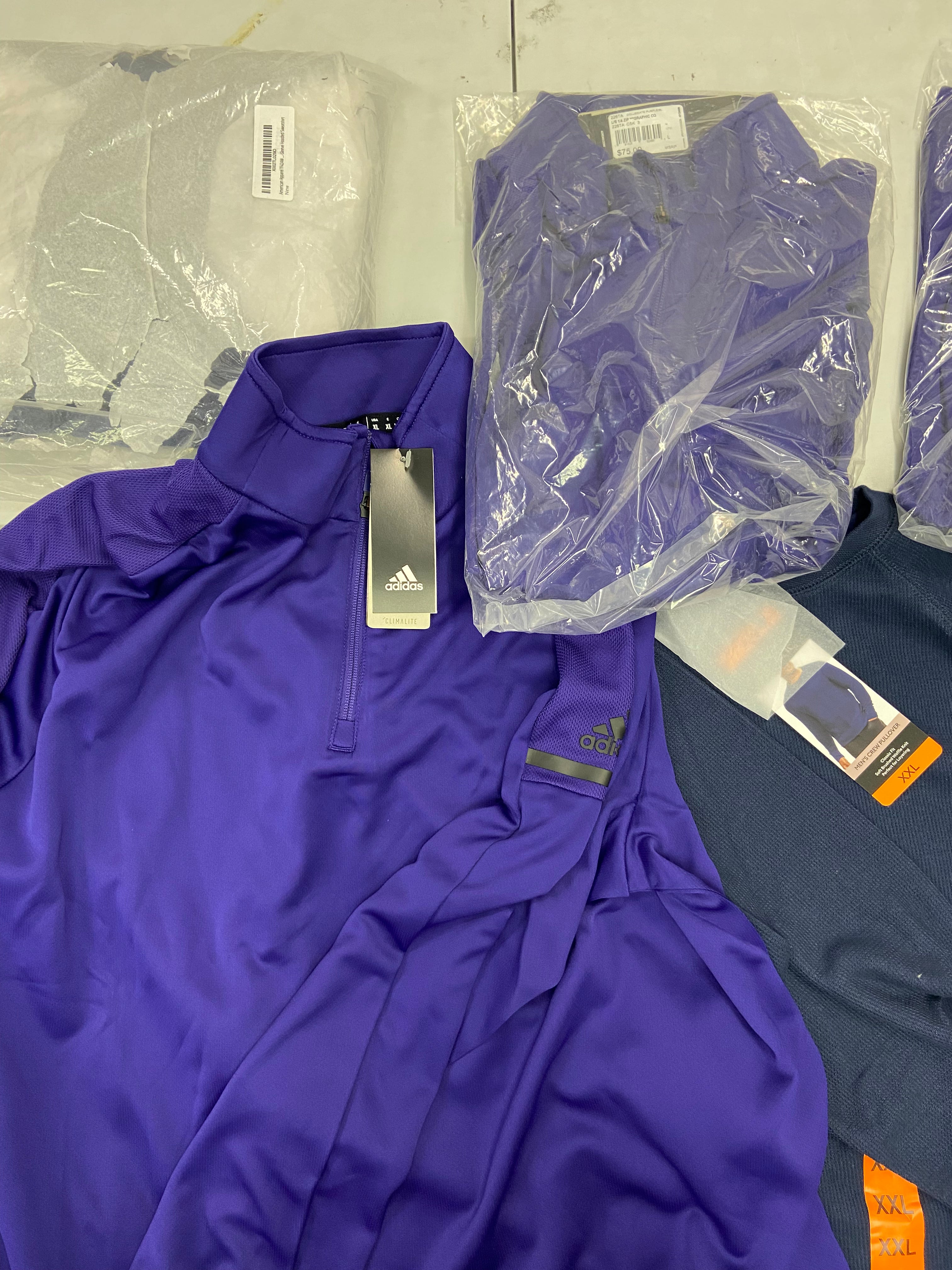 Men's Clothing Sweaters, Casual Shirts, Wholesale Lot, BANANA REPUBLIC, ADIDAS and more, 7 items, Shelf Pulls, MSRP $450