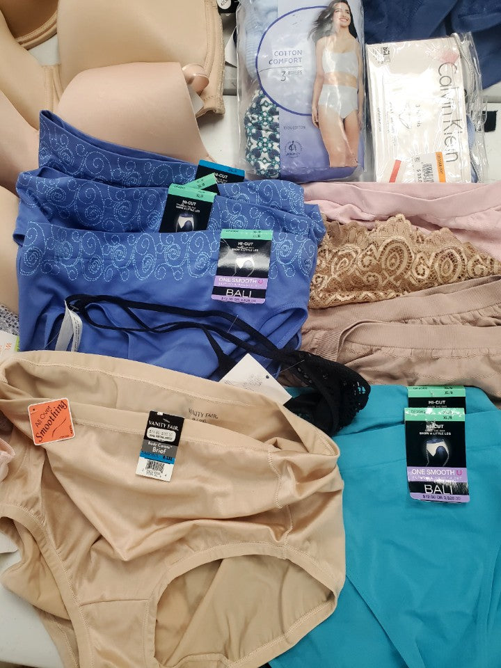 Women's Clothing Intimates Wholesale Lot, CALVIN KLEIN, DKNY, BALI, FREE PEOPLE, JOCKEY and more, 39 items, CUSTOMER RETURNS, MSRP $1,455