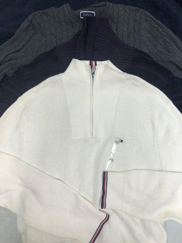 Men's Clothing Sweater Wholesale Lot, Polo Ralph Lauren, Tommy Hilfiger, Tasso Elba, Weatherproof, Club Room and more, 11 Units, Shelf Pulls, MSRP $847.50