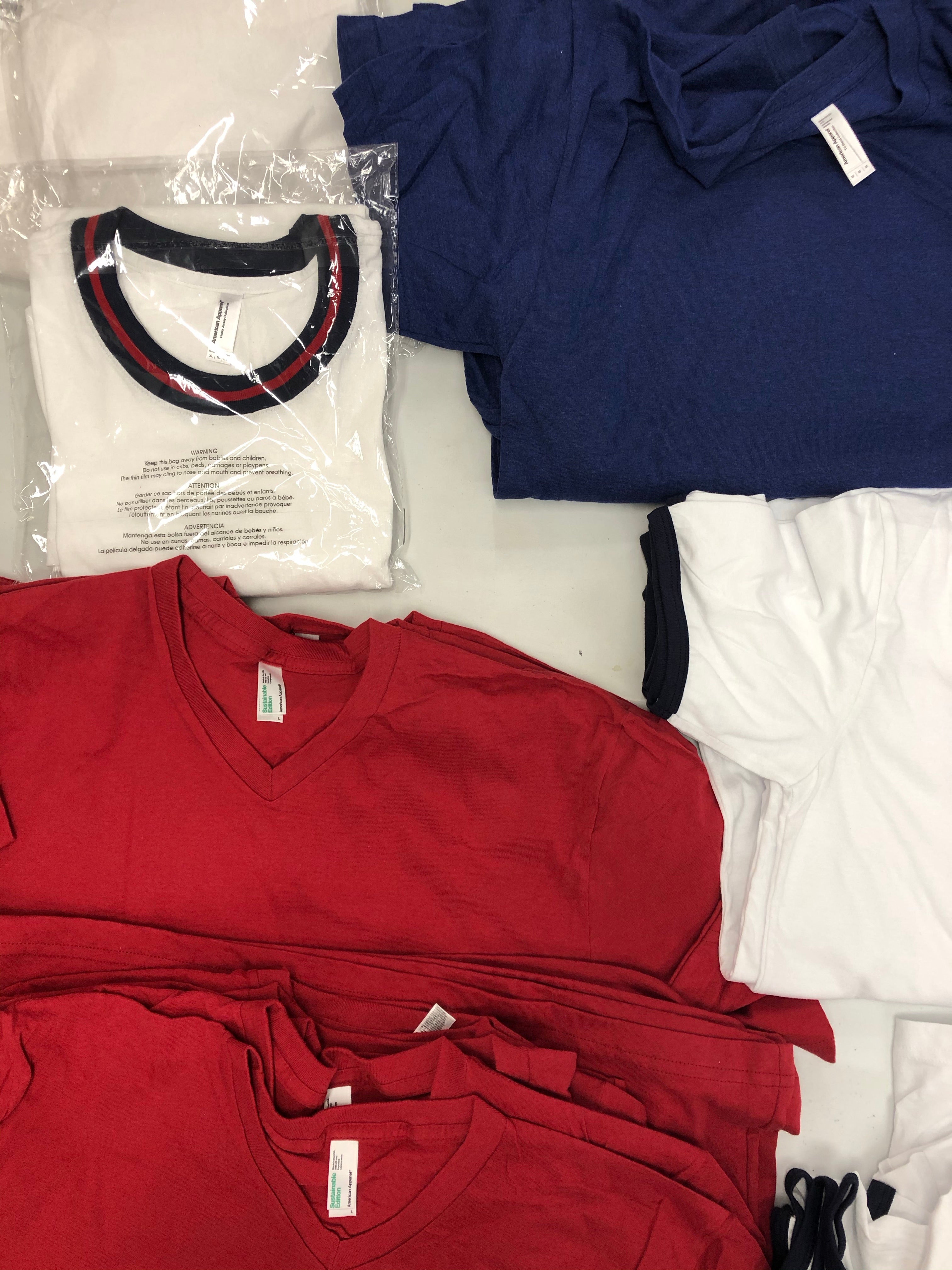 Men's Clothing T-Shirt Wholesale Lot, AMERICAN APPAREL , 41 items, Shelf Pulls, MSRP $874