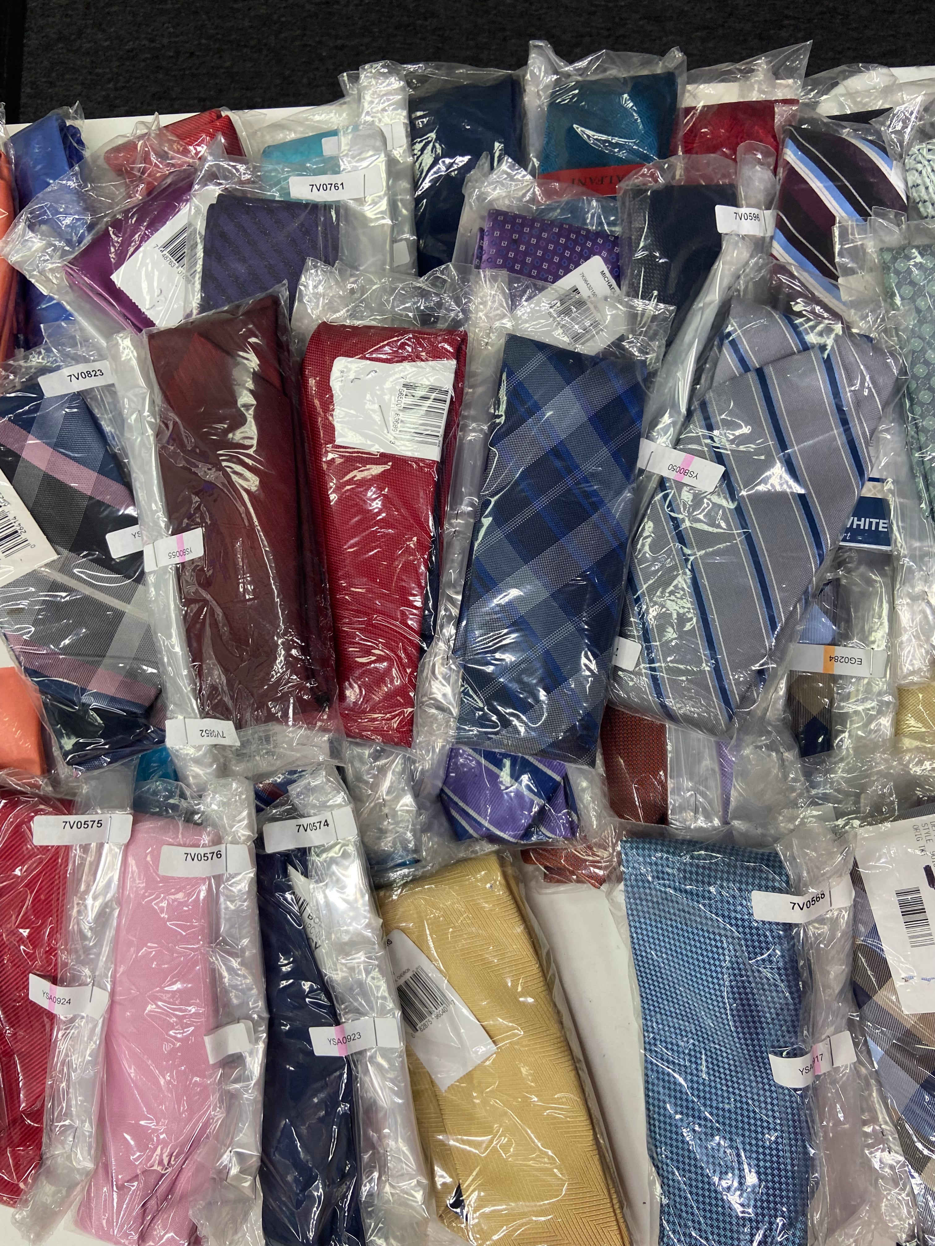 Men's Neckties Wholesale Lot, TOMMY HILFIGER, MICHAEL KORS, KENNETH COLE, CLUB ROOM, CALVIN KLEIN, ALFANI,  and more, 122 items, CUSTOMER RETURNS