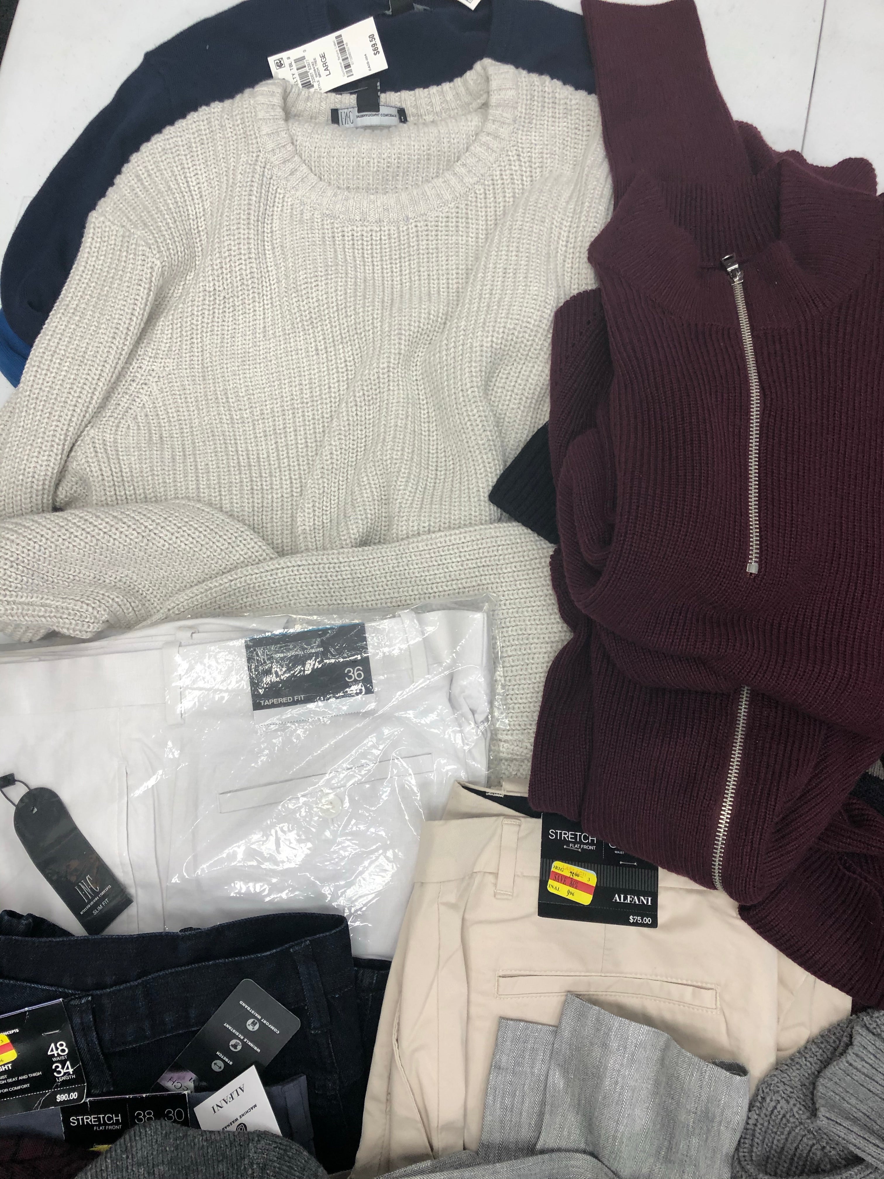 Men's Clothing Assorted Wholesale Lot, BUFFALO JEANS, DYLAN GRAY, ALFANI and more, 22 Units, Shelf Pulls, MSRP $1,802.98