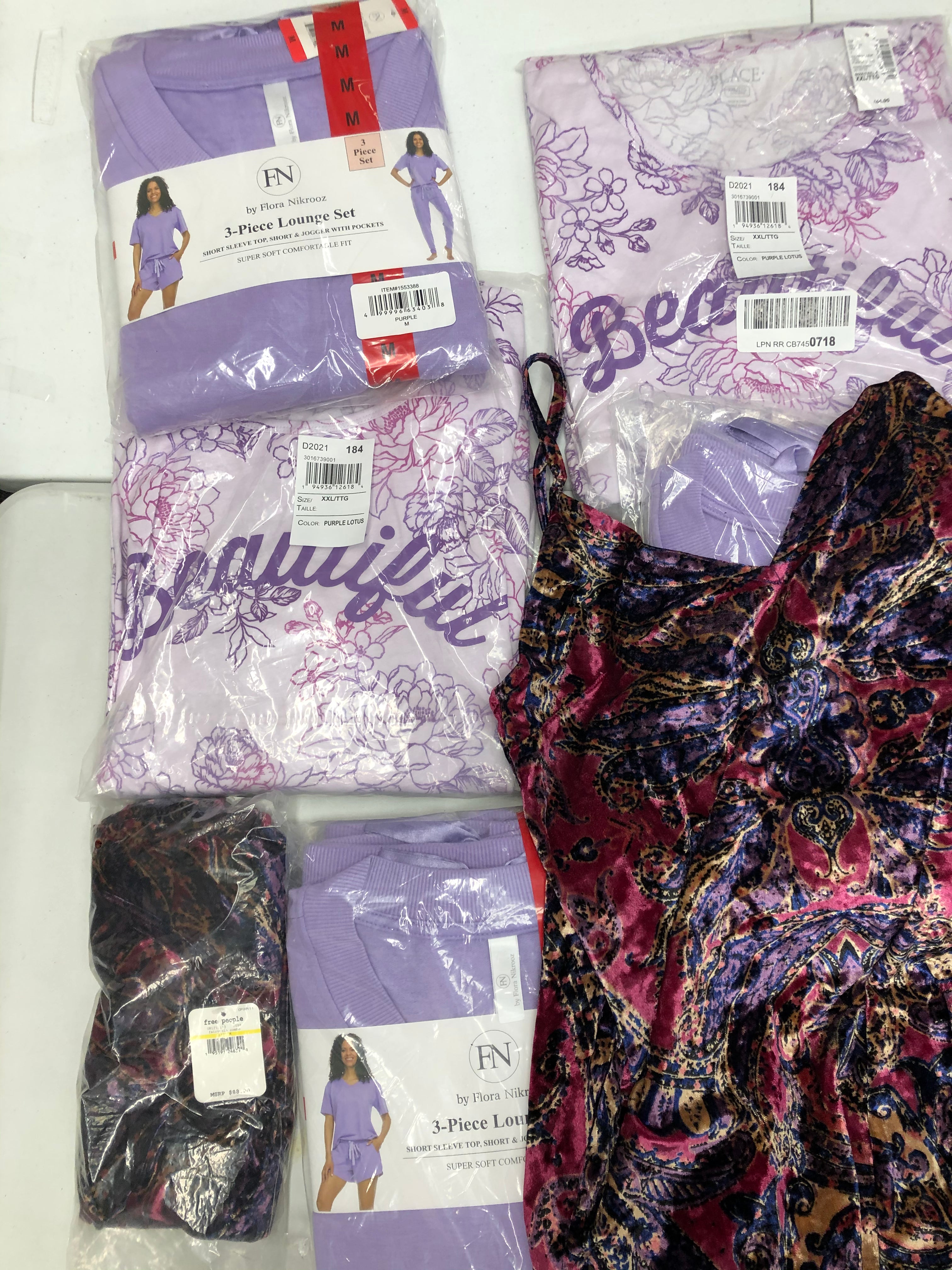Women's Clothing Loungewear Sets, Hipsters and more Wholesale Lot, FREE PEOPLE, FLORA NIKROOZ, FELINA and more, 12 items, New, MSRP $500