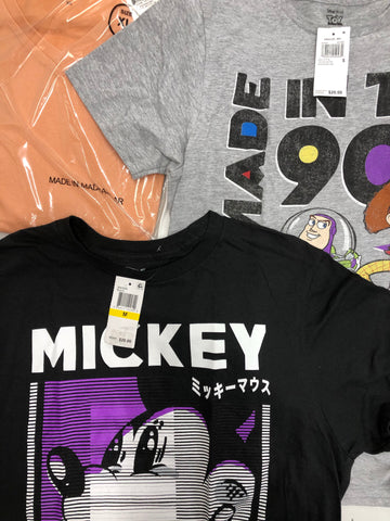 Men's Clothing Tops, Character T-Shirts and more, Wholesale Lot, LEVI'S, CALVIN KLEIN, TASSO ELBA, DISNEY, AMERICAN APPAREL and more, 29 items, Shelf Pulls, MSRP $671