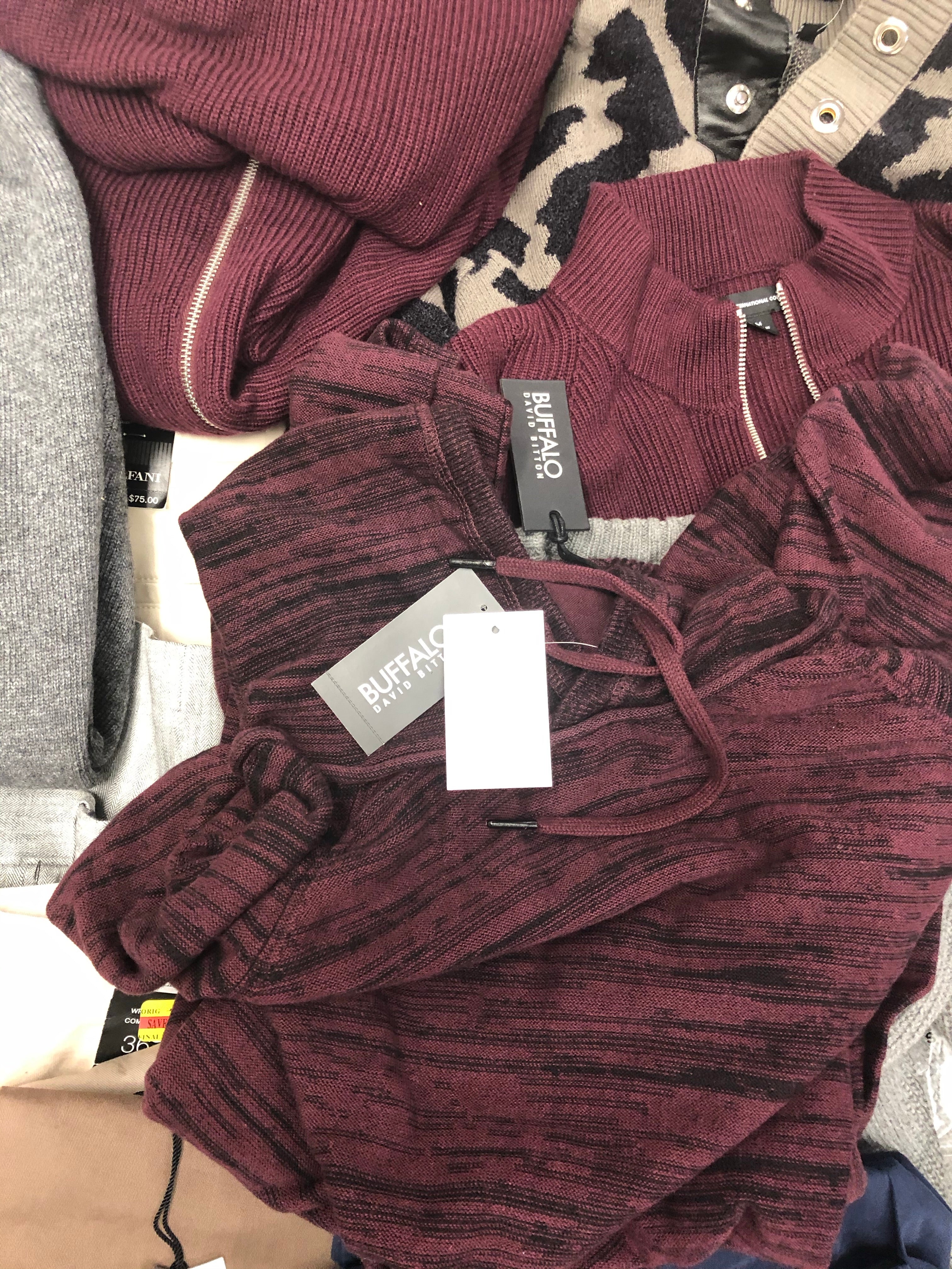 Men's Clothing Assorted Wholesale Lot, BUFFALO JEANS, DYLAN GRAY, ALFANI and more, 22 Units, Shelf Pulls, MSRP $1,802.98