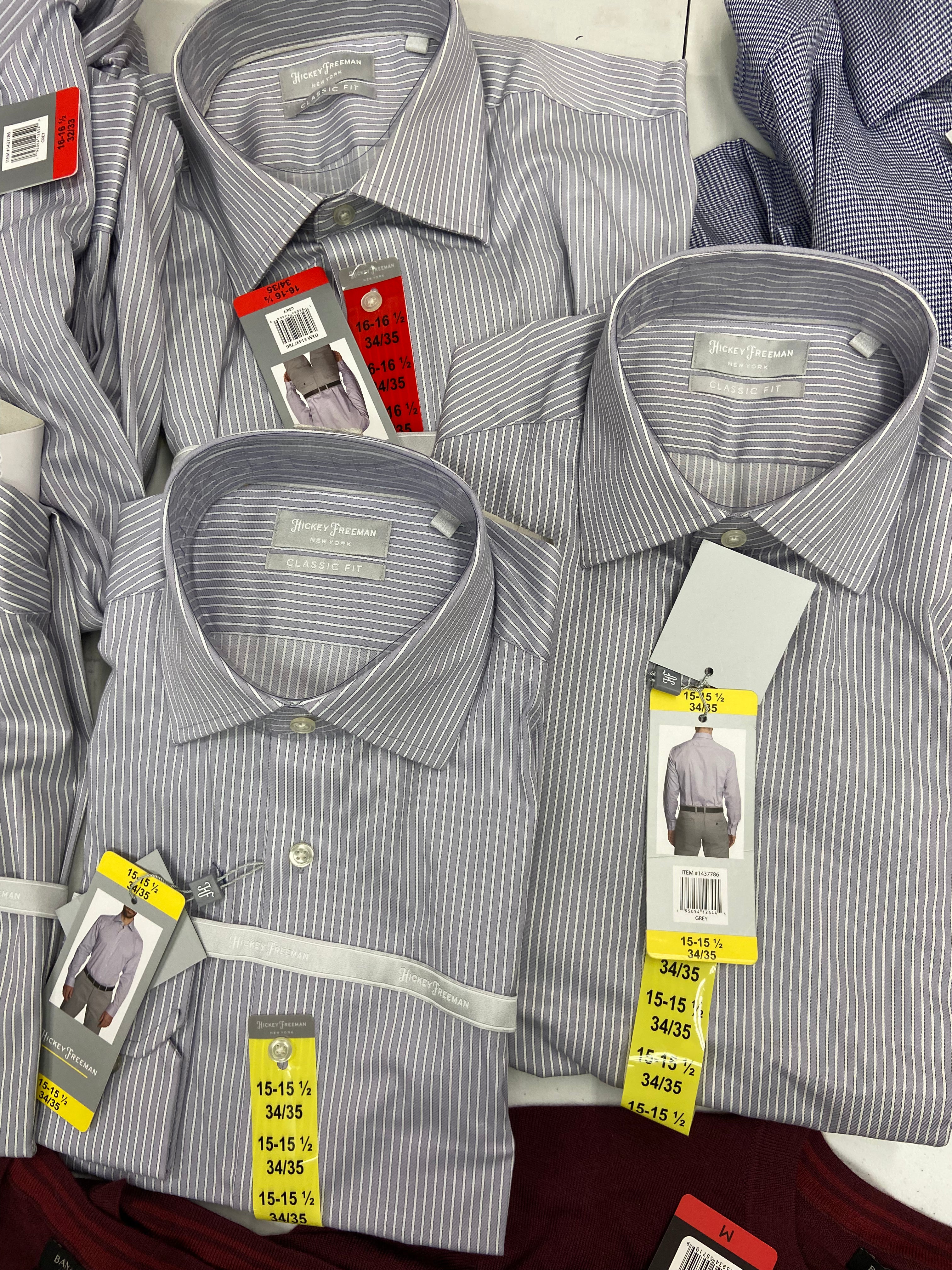 Men's Clothing Dress Shirts & Sweaters Wholesale Lot, BANANA REPUBLIC, HICKEY FREEMAN, 14 items, Shelf Pulls, MSRP $1,158
