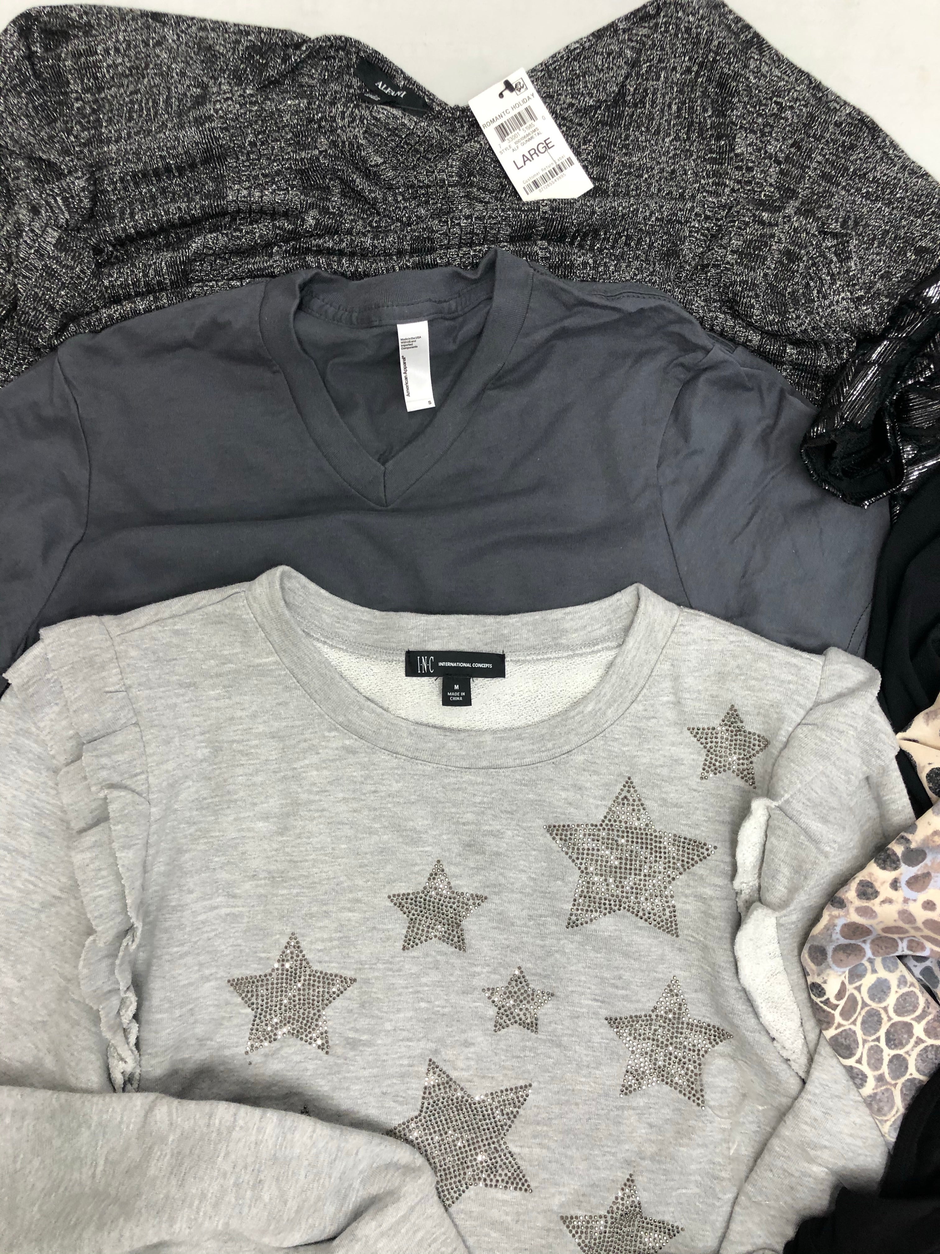 Women's Clothing Top Wholesale Lot, American Apparel, INC and more, 12 Units, Shelf Pulls, MSRP $755