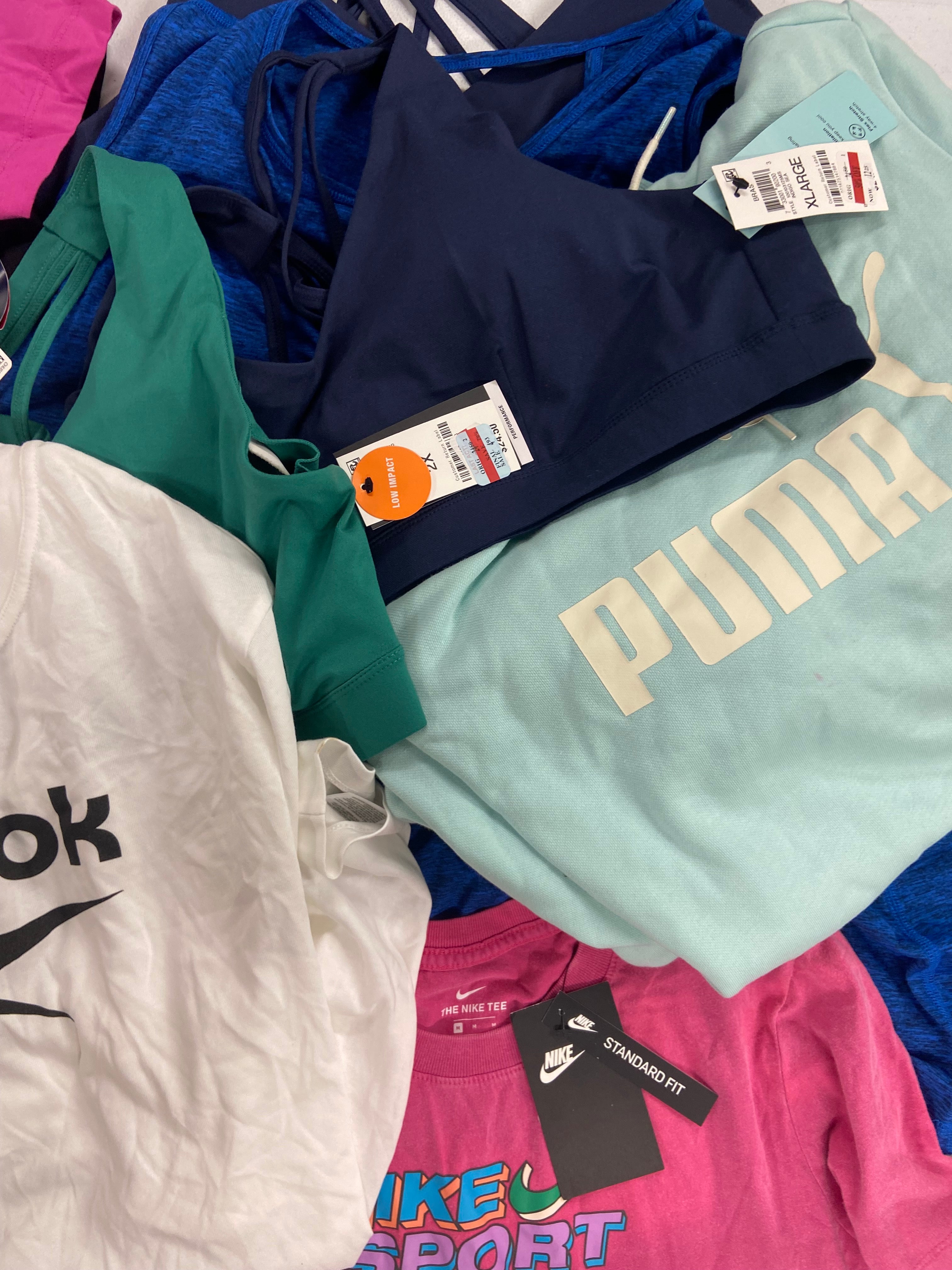 Women's Clothing Activewear Tops Wholesale Lot, NIKE, PUMA, MICHAEL KORS, REEBOK, ADIDAS and more, 21 items, Shelf Pulls, MSRP $598