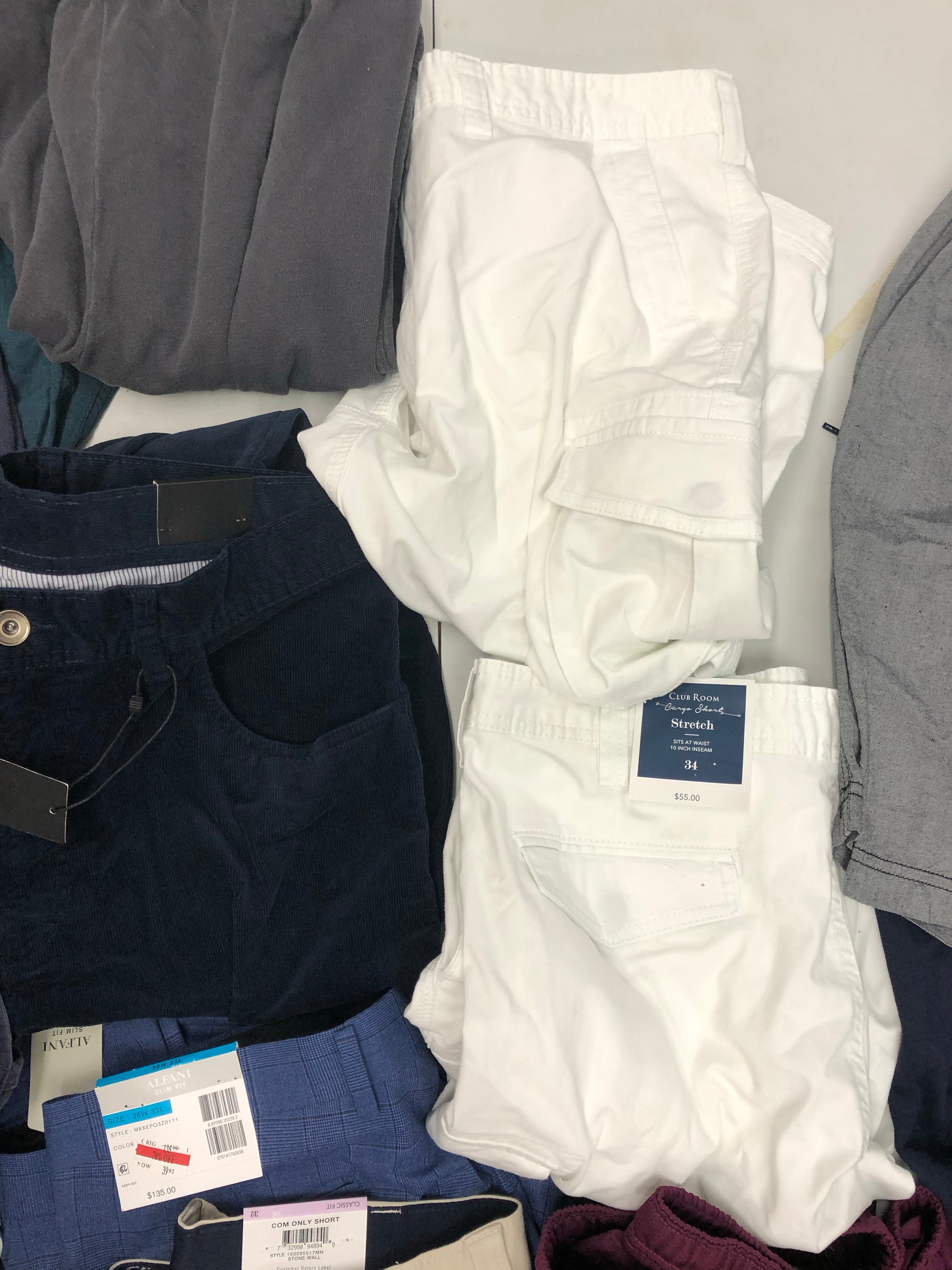 Men's Clothing Bottom Wholesale Lot, Levi's, Nike, Champion, Tommy Hilfiger, American Apparel, Club Room and more, 17 Units, Shelf Pulls, MSRP $888.46