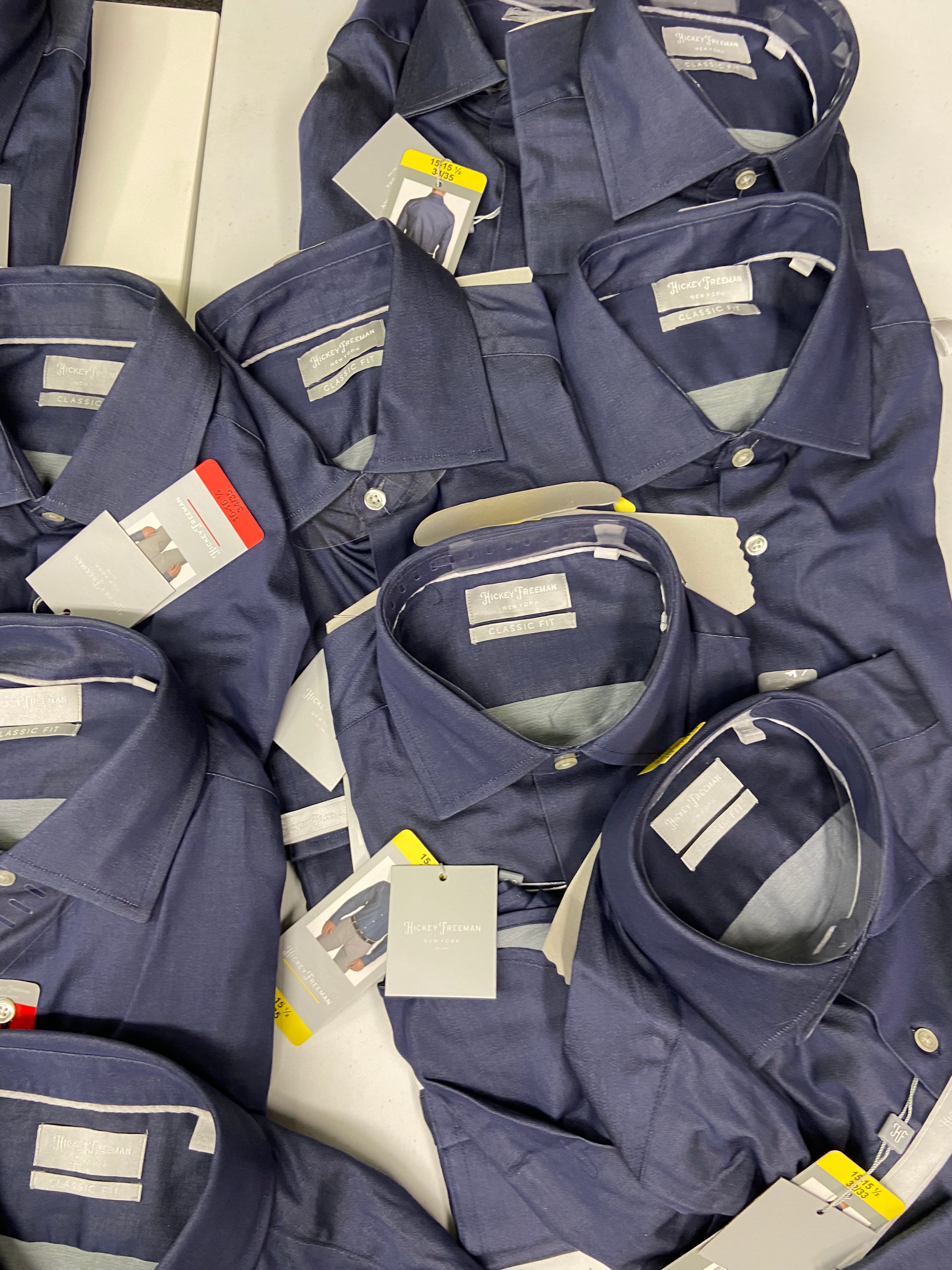 Men's Clothing Dress Shirts Only Wholesale Lot, HICKEY FREEMAN, 15 items, Shelf Pulls, MSRP $900