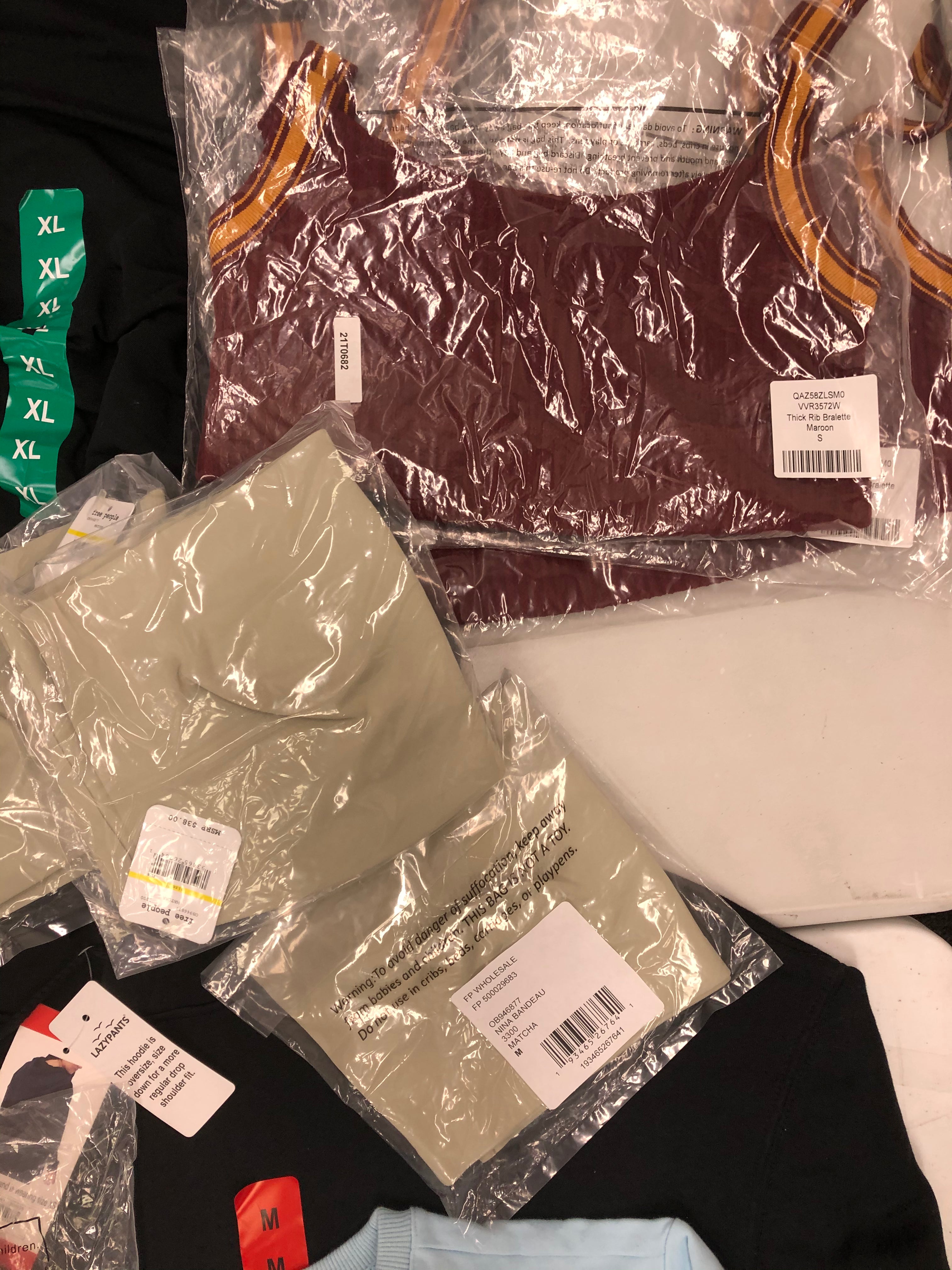 Women's Clothing Activewear and others, Wholesale Lot, CALVIN KLEIN, FILA, FREE PEOPLE, SKECHERS, LAZY PANTS, MONDETTA and more, 19 items, Shelf Pulls, MSRP $622