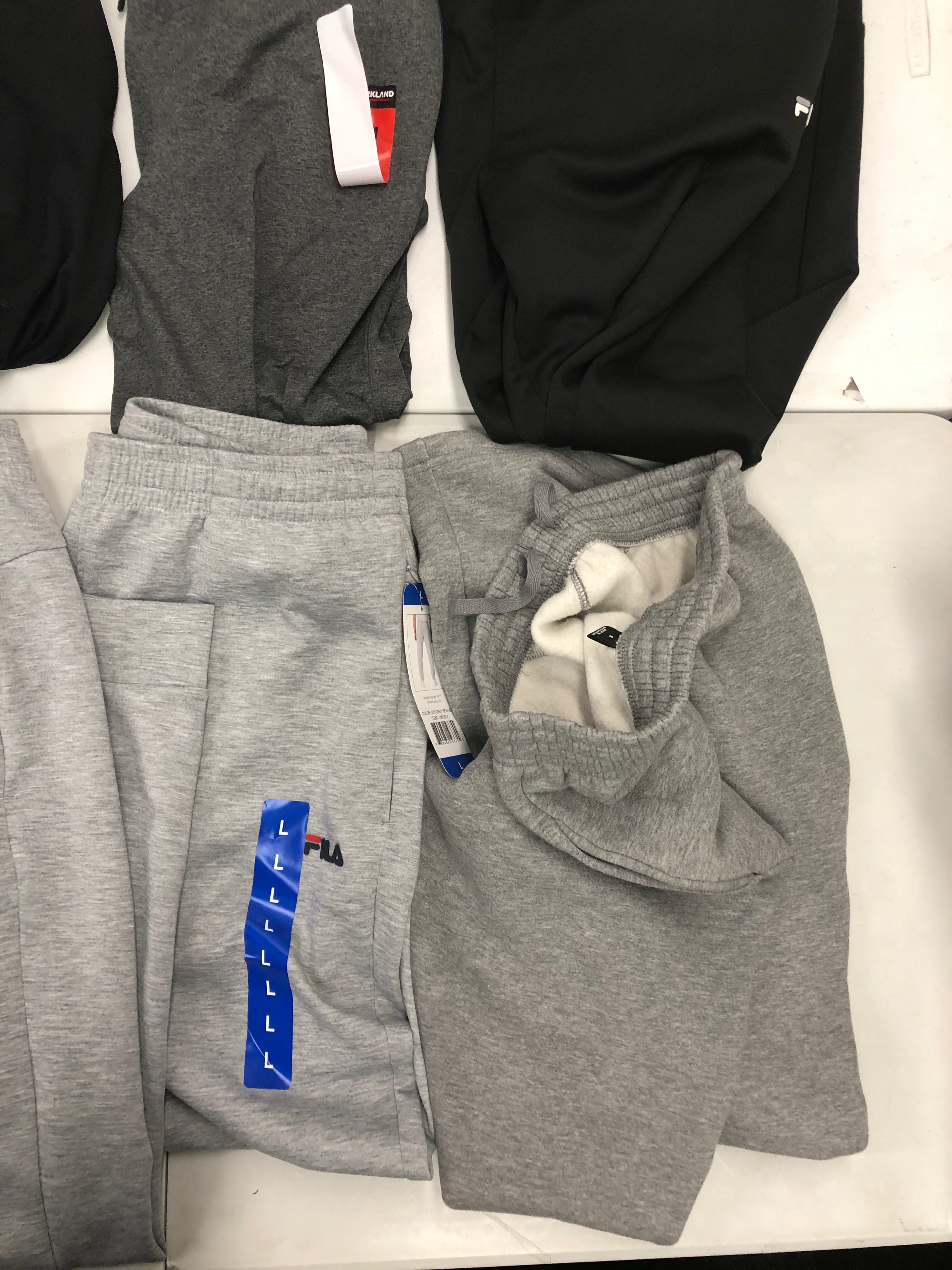Men's Clothing Sweatpants and more Wholesale Lot, FILA, EDDIE BAUER, STEVE MADDEN, KIRKLAND and more, 8 items, Shelf Pulls, MSRP $381