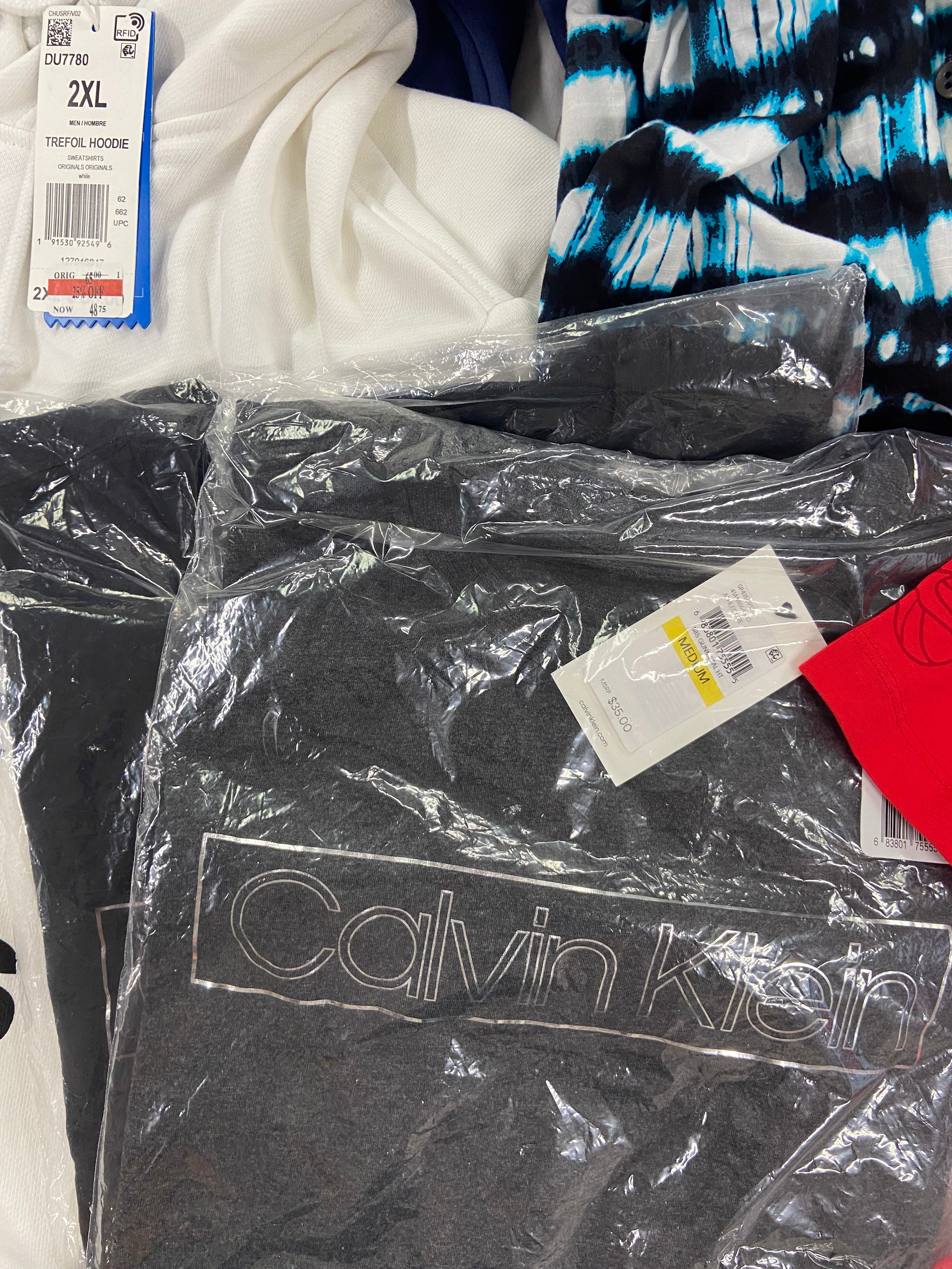 Men's Clothing Shirts Wholesale Lot, ADIDAS, NIKE, BANANA REPUBLIC, CALVIN KLEIN, NBA, NFL and more, 11 items, Shelf Pulls, MSRP $530