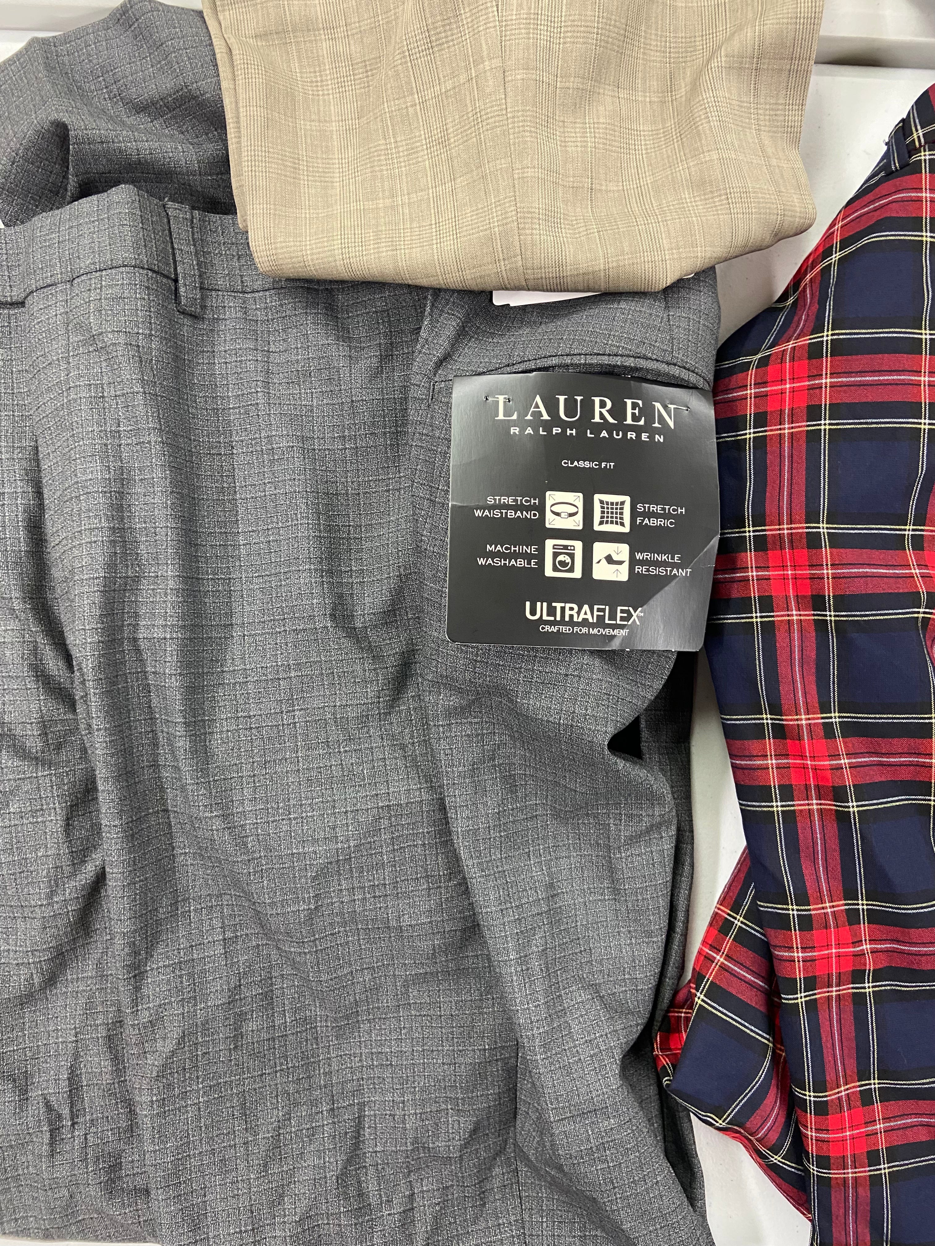 Men's Clothing Dress Pants Wholesale Lot, LAUREN RALPH LAUREN, PERRY ELLIS, TOMMY HILFIGER, KENNETH COLE, CK and more, 8 items, Shelf Pulls, MSRP $815