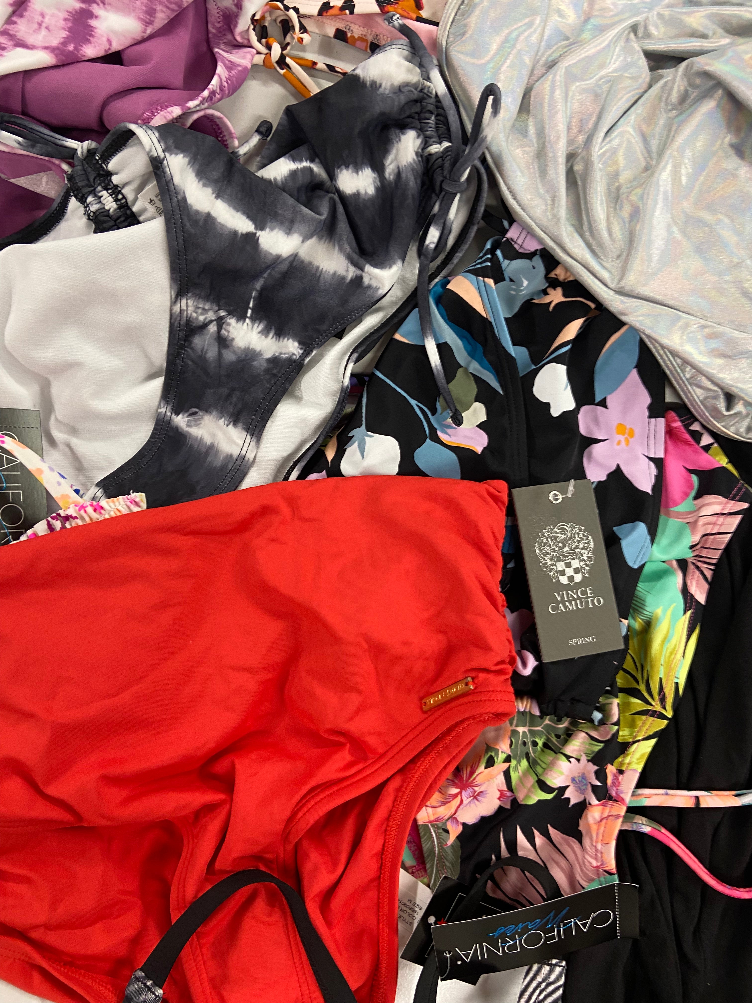 Women's Swimwear & Others Wholesale Lot, NIKE, ANNE COLE, HULA HONEY, CALIFORNIA WAVES, VINCE CAMUTO and more,  21 items, Shelf Pulls, MSRP $1,025