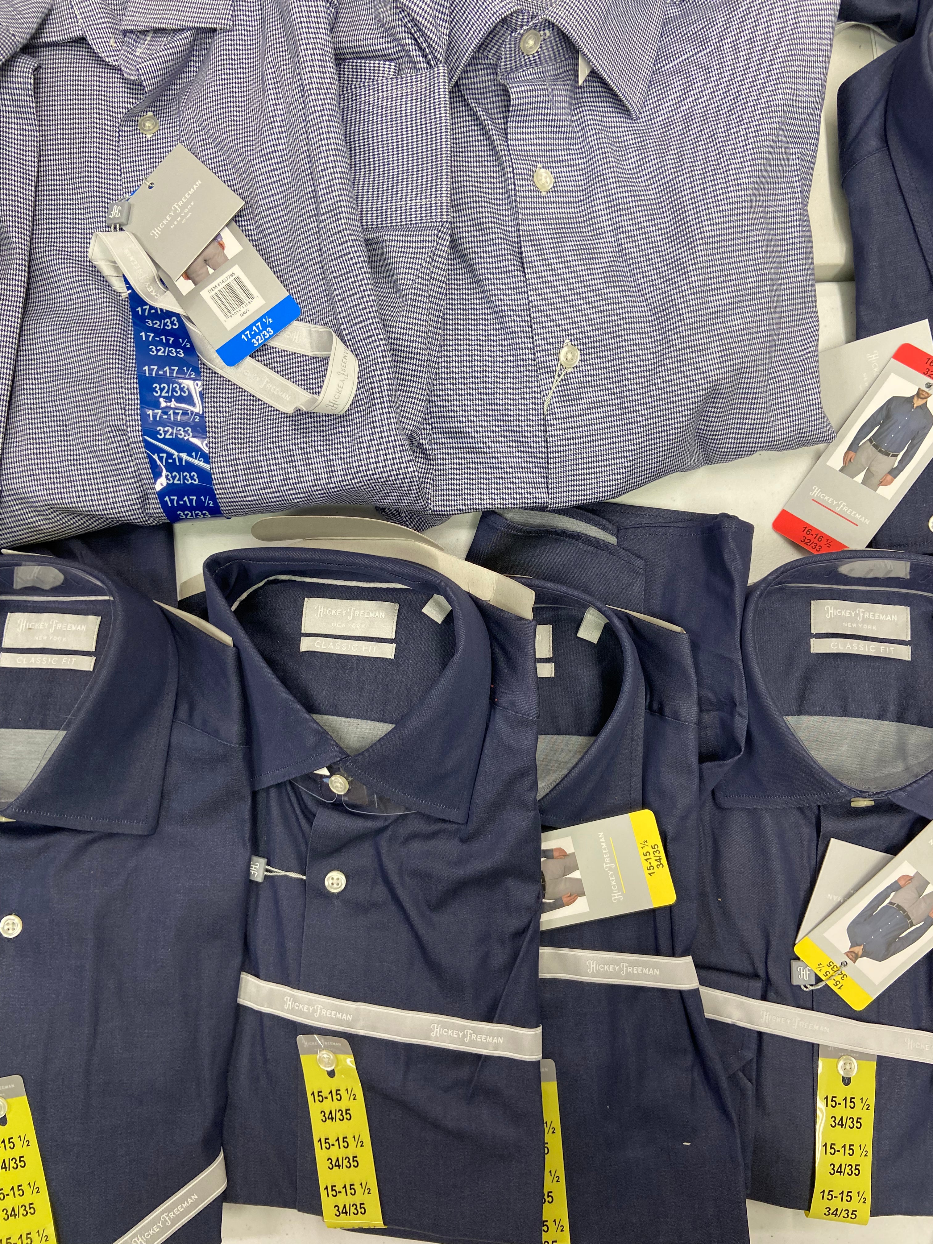 Men's Clothing Dress Shirts Wholesale Lot, HICKEY FREEMAN , 12 items, Shelf Pulls, MSRP $960