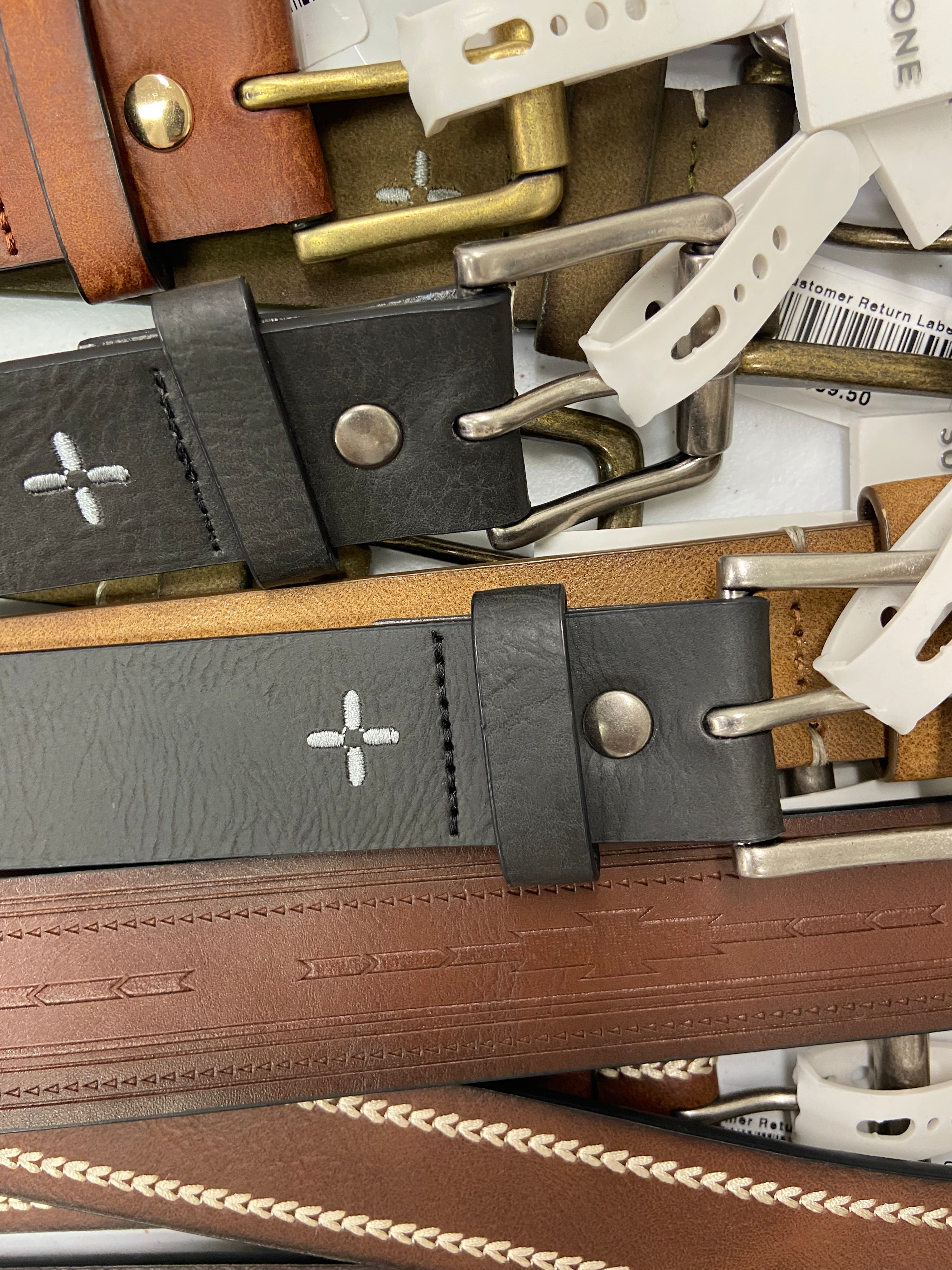 Men's Belts Wholesale Lot, SUN + STONE, 15 items, Shelf Pulls, MSRP $593