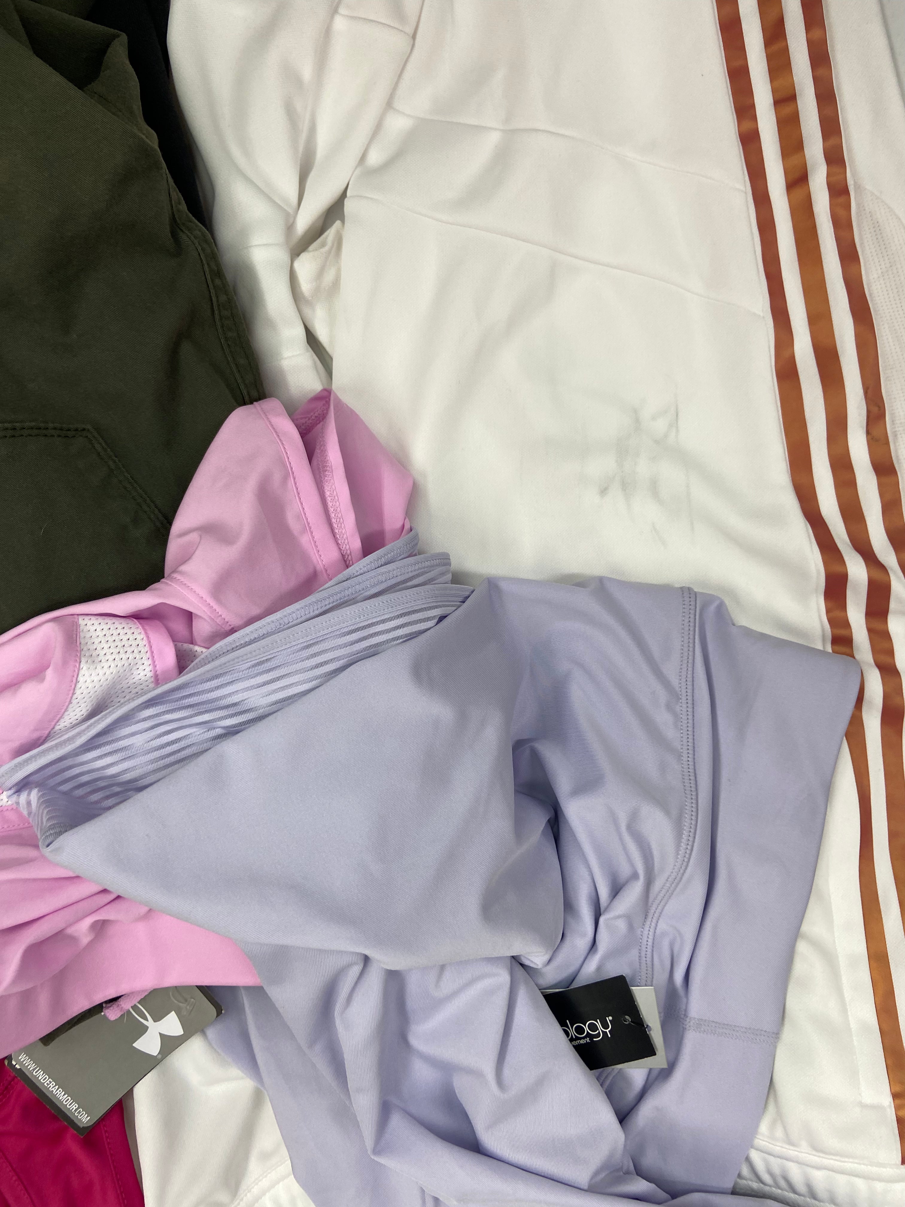 Women's Clothing Activewear Wholesale Lot, ADIDAS, CALVIN KLEIN, UNDER ARMOUR, DKNY, SPYDER, IDEOLOGY, DANSKIN and more, 17 items, CUSTOMER RETURNS