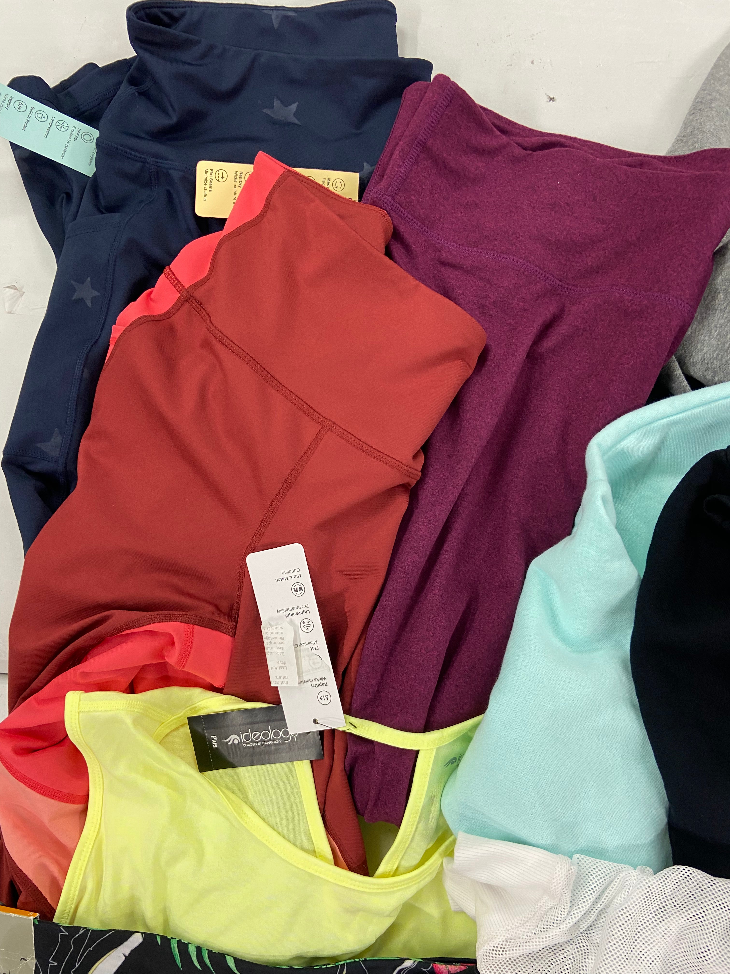 Women's Clothing Activewear Wholesale Lot, ADIDAS, CALVIN KLEIN, UNDER ARMOUR, DKNY, IDEOLOGY and more, 23 items, Shelf Pulls, MSRP $592