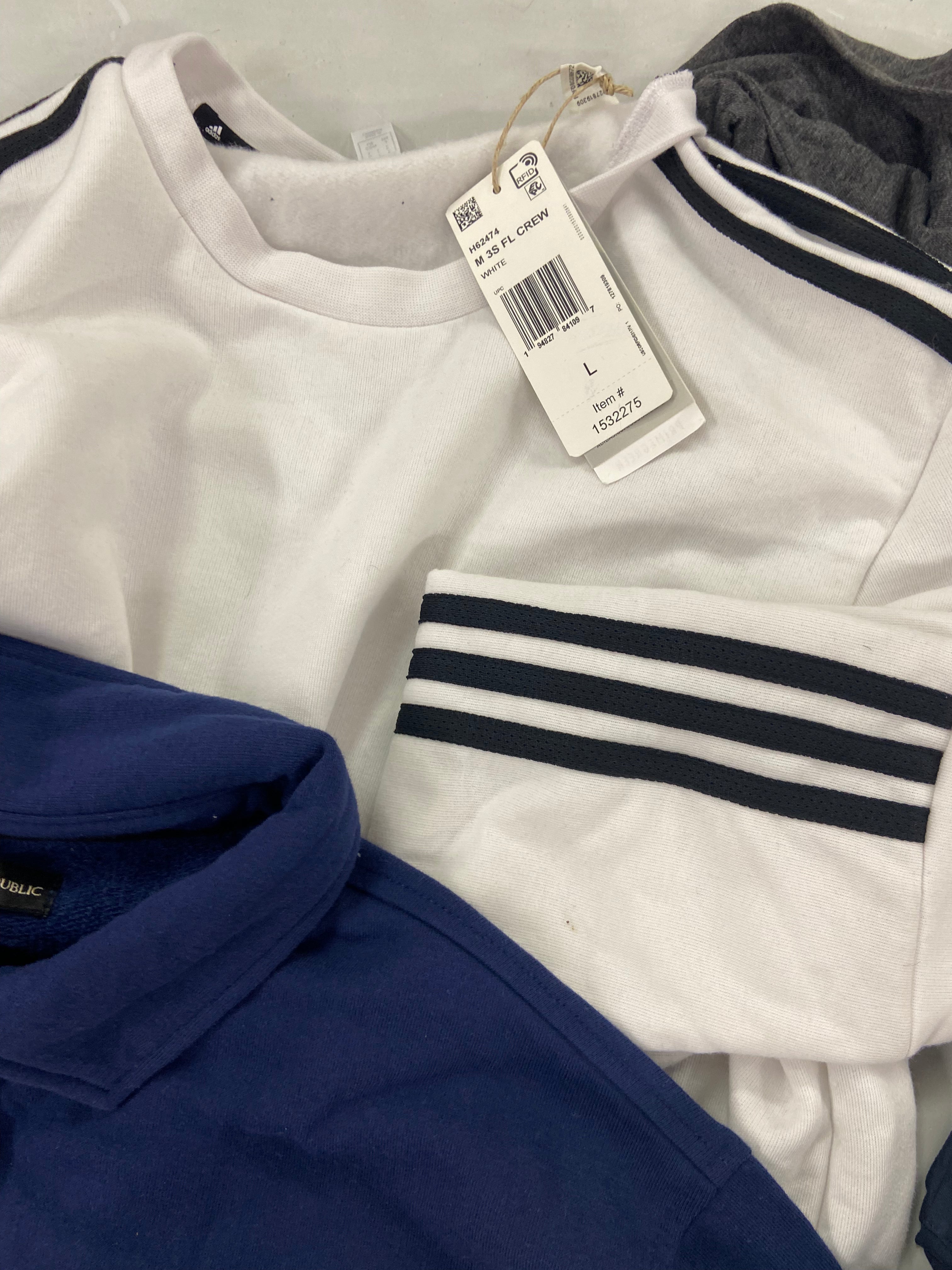 Men's Clothing Shirts Wholesale Lot, ADIDAS, NIKE, BANANA REPUBLIC, CALVIN KLEIN, NBA, NFL and more, 11 items, Shelf Pulls, MSRP $530