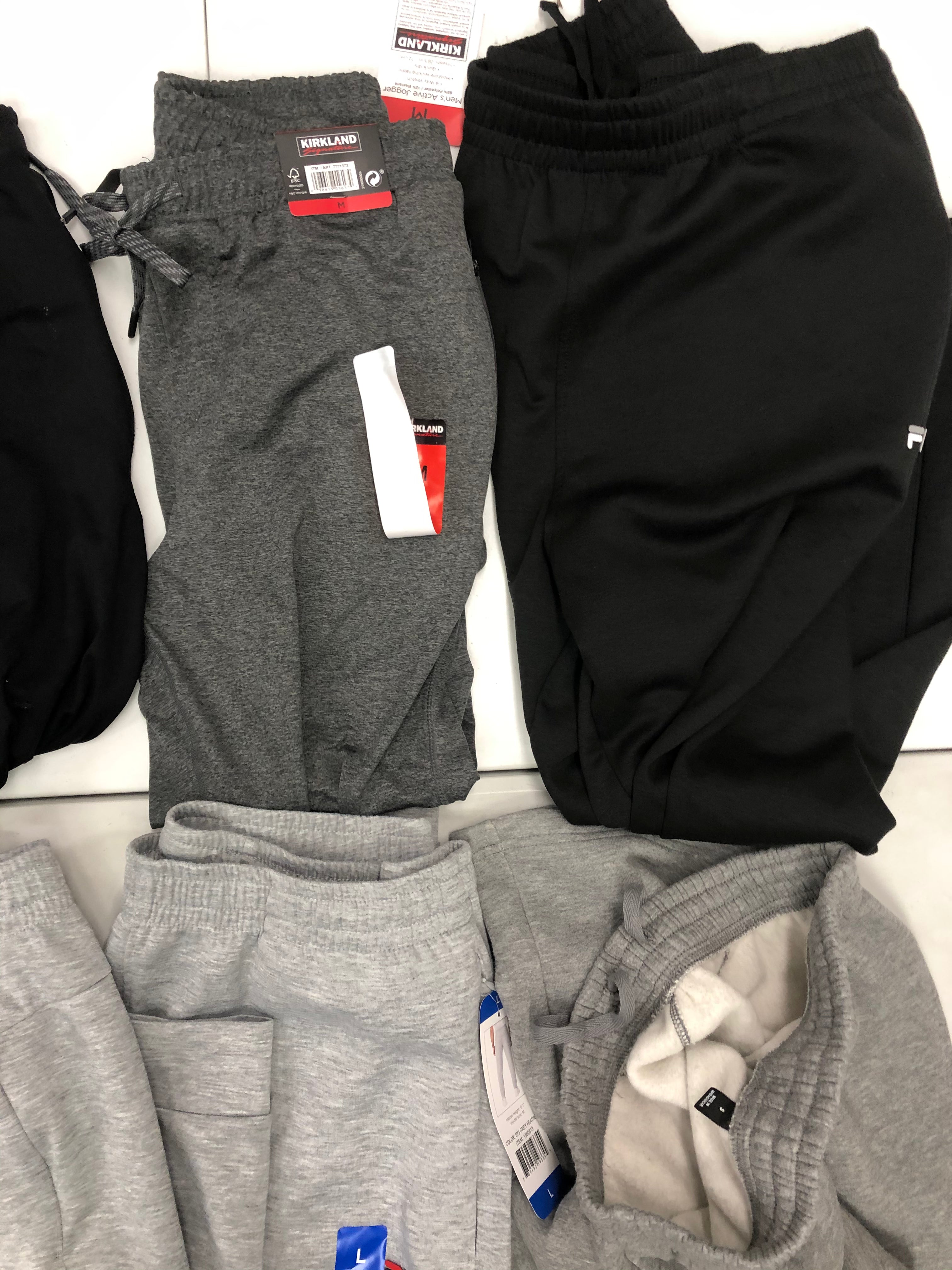 Men's Clothing Sweatpants and more Wholesale Lot, FILA, EDDIE BAUER, STEVE MADDEN, KIRKLAND and more, 8 items, Shelf Pulls, MSRP $381
