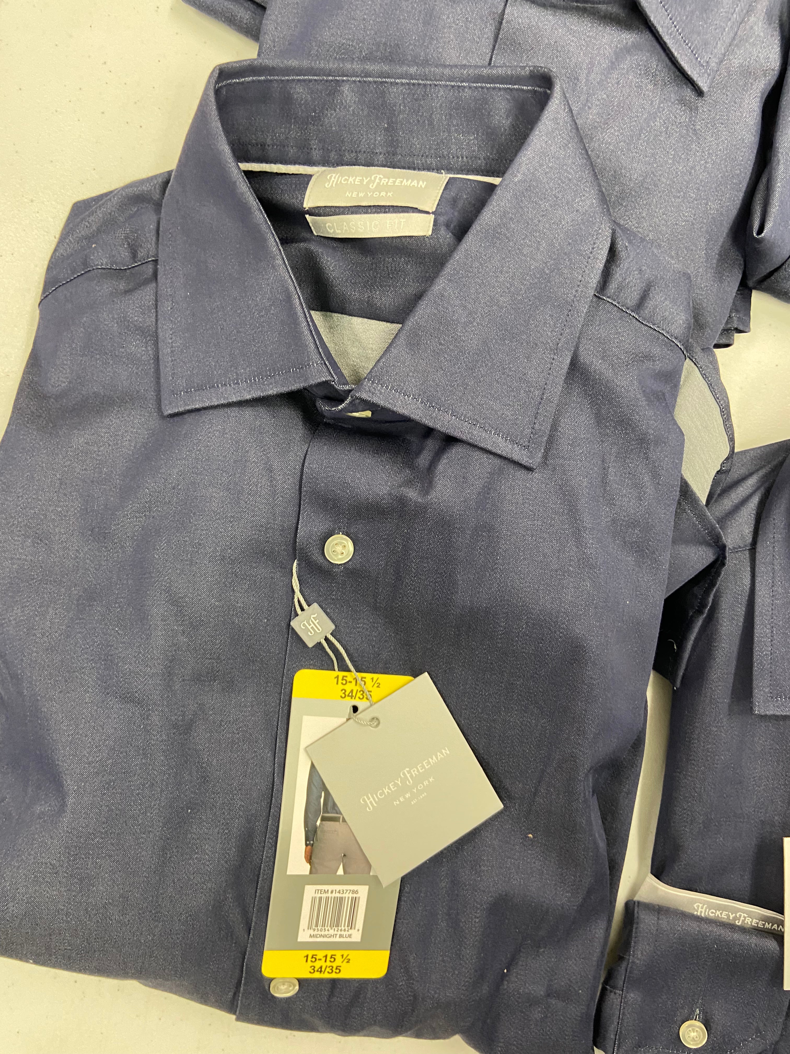Men's Clothing Dress Shirts Wholesale Lot, HICKEY FREEMAN, DYLAN GRAY, KIRKLAND, 15 items, Shelf Pulls, MSRP $1,188