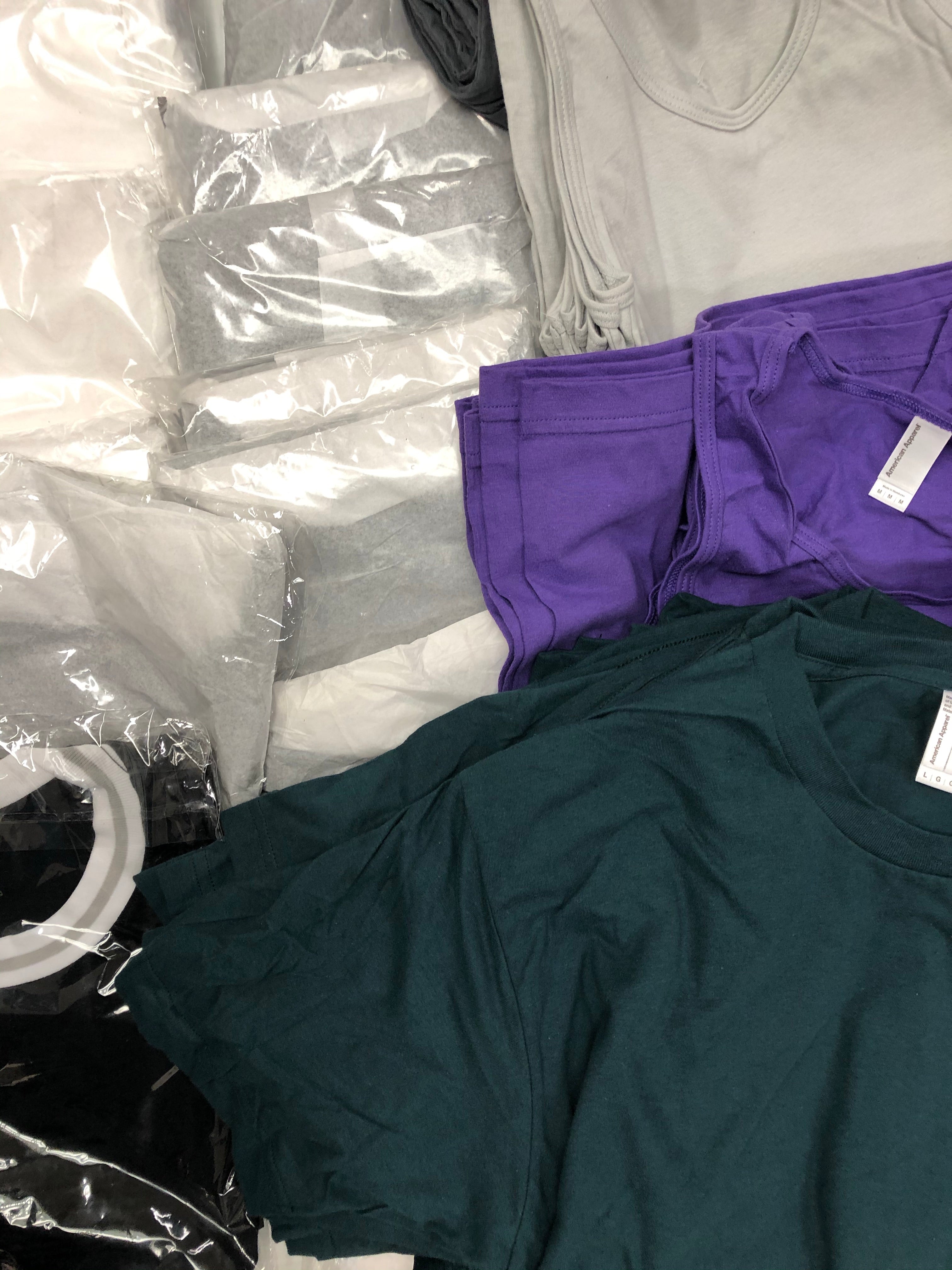 Men's Clothing Tops Short Sleeves & Sleeveless Wholesale Lot, AMERICAN APPAREL ONLY, 89 Items, Shelf Pulls, MSRP $1,704