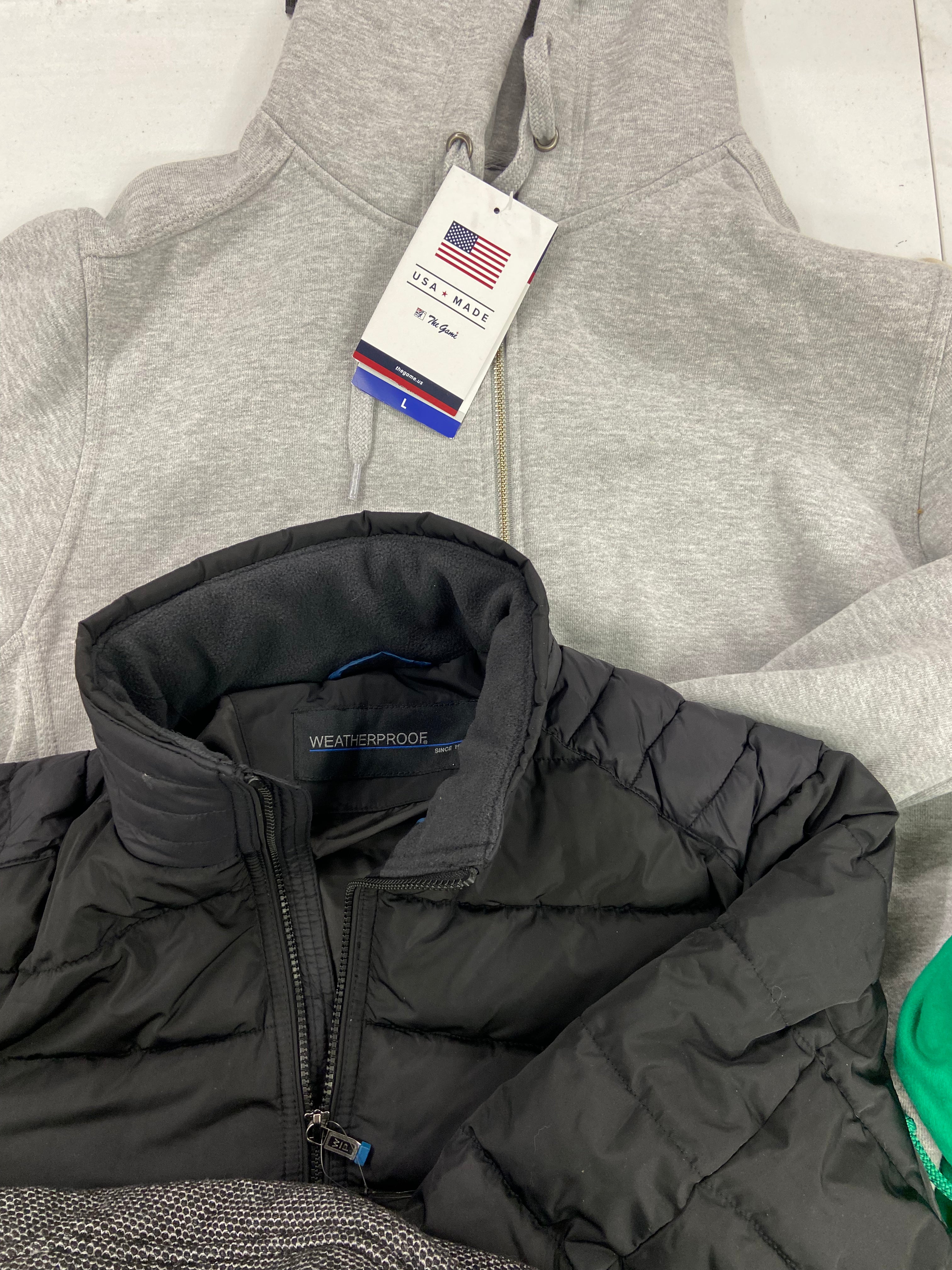 Men's Clothing Assorted Wholesale Lot, POLO RALPH LAUREN, WEATHERPROOF, EDDI BAUER, ORVIS, JUNKFOOD and more 12 items, Shelf Pulls, MSRP $831