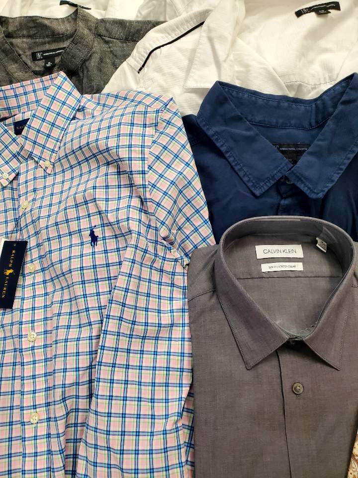 Men's Clothing Tops Wholesale Lot, CALVIN KLEIN, POLO RALPH LAUREN, ALFANI, CLUB ROOM, INC and more,17 Items, Shelf Pulls, MSRP $1,012