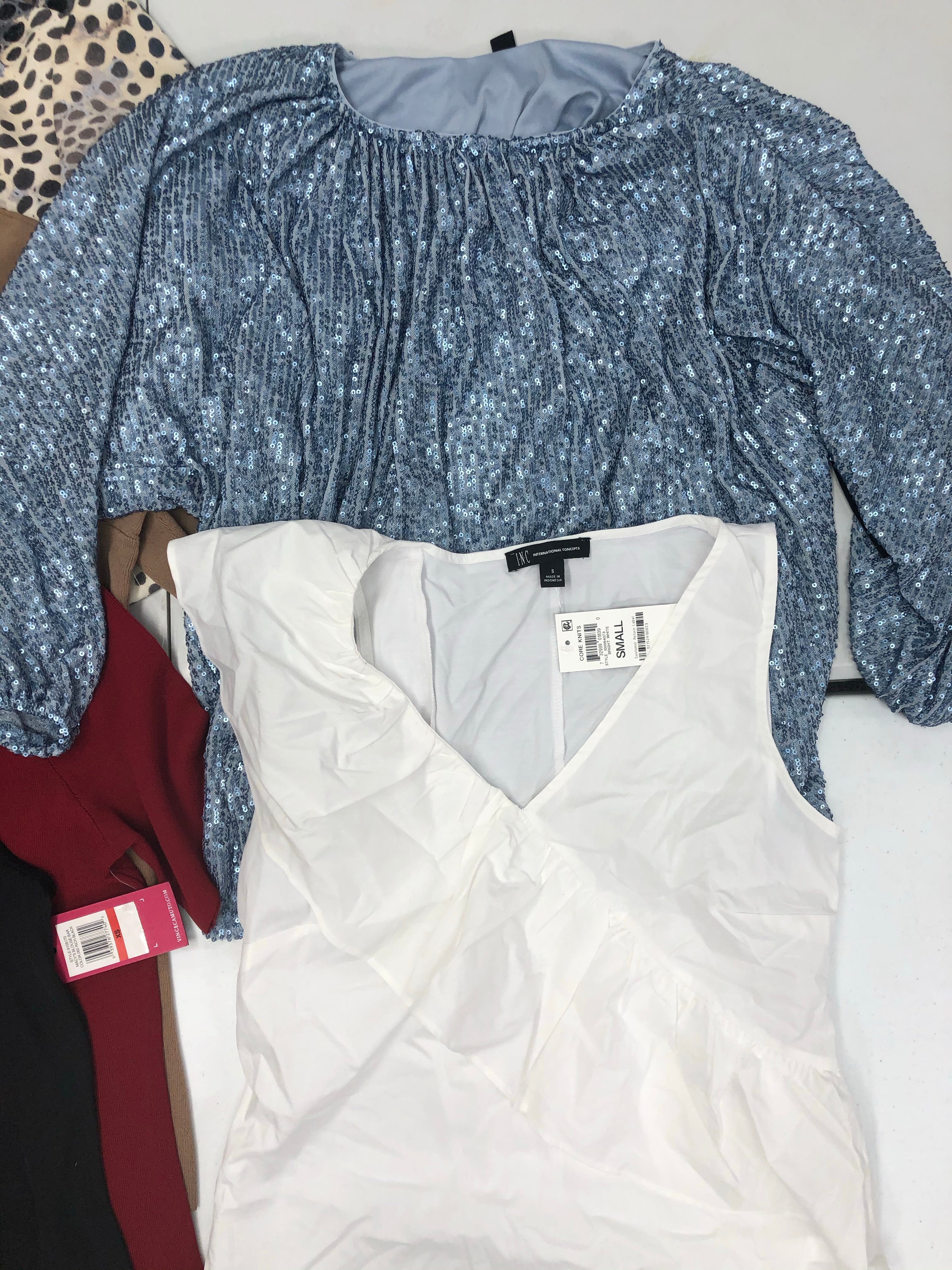Women's Clothing Top Wholesale Lot, Tahari, Vince Camuto, Alfani and more, 13 Units, Shelf Pulls, MSRP $872