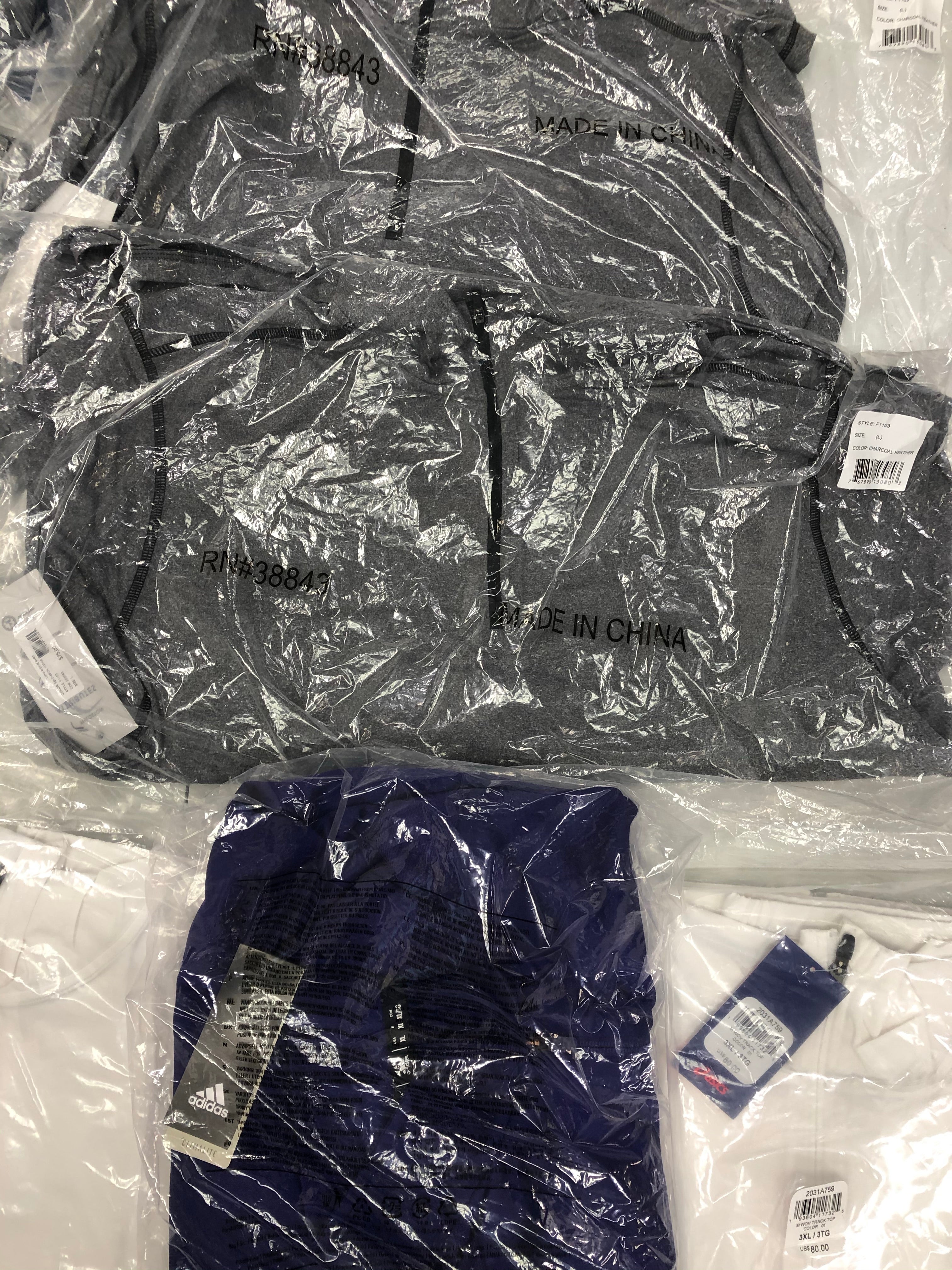 Men's Clothing Activewear Wholesale Lot, ADIDAS, ASICS, FIELDSTON and more, 9 Items, New, MSRP $625