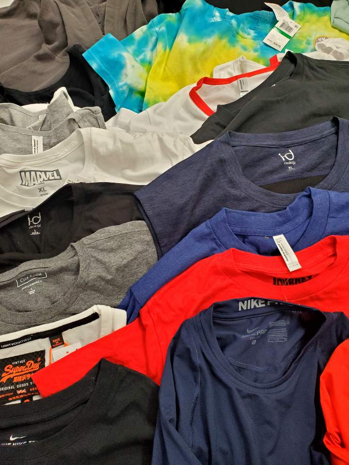 Men's Clothing Tops Wholesale Lot, NIKE, ALFANI, AMERICAN APPAREL, CLUB ROOM, IDEOLOGY and more, 33 Items, Shelf Pulls, MSRP $721